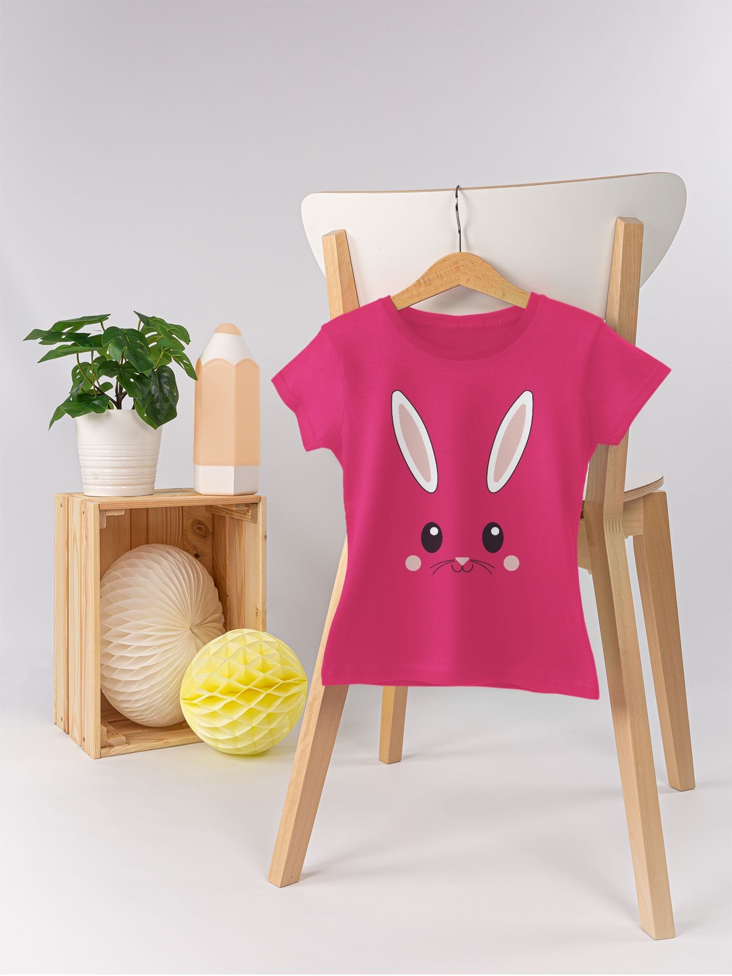 Shirtracer Geschenk Süßes T-Shirt Fuchsia Hasen-Gesicht Ostern 1