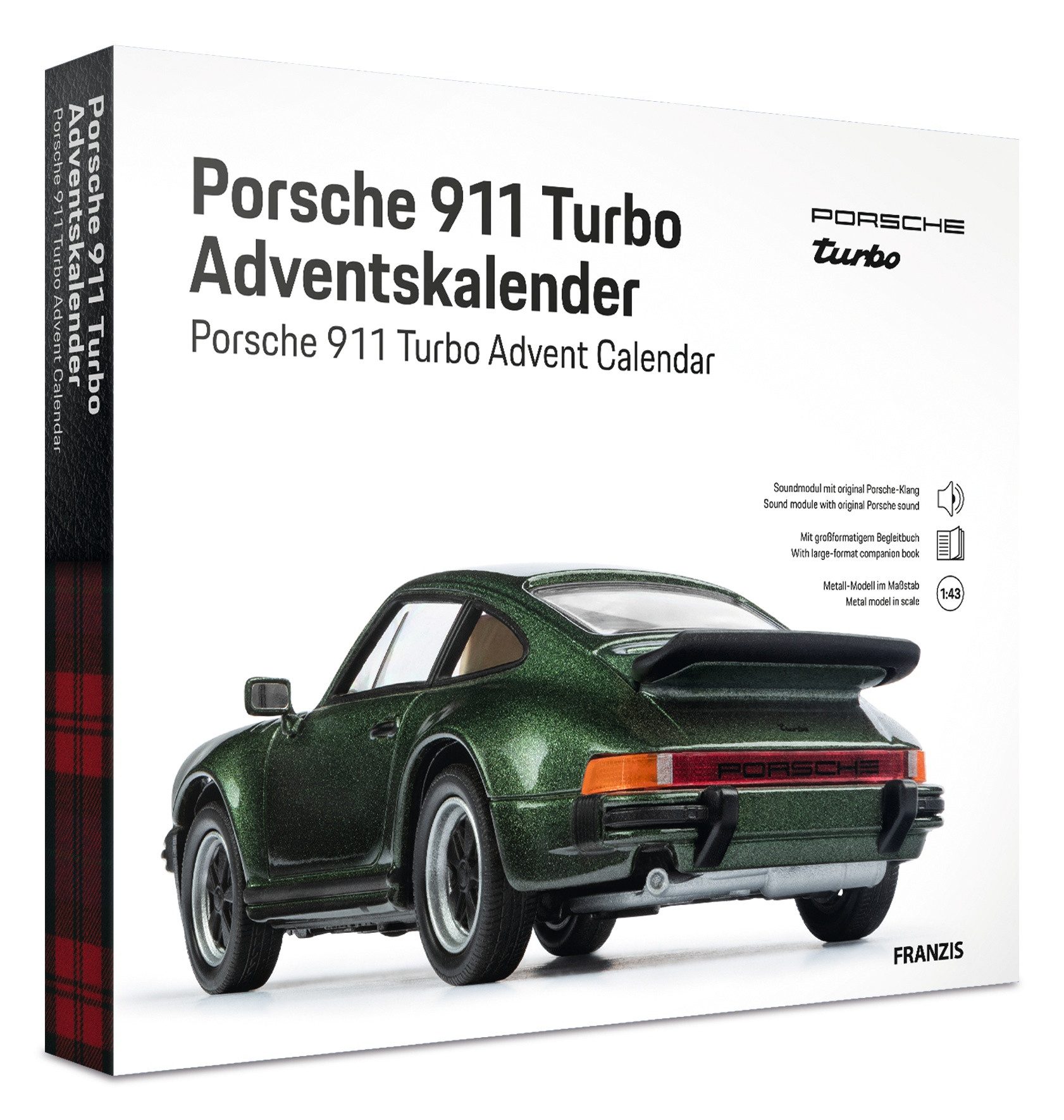 Franzis Adventskalender Porsche 911 Turbo grün Adventskalender 1:43, Oakgrünmetallic