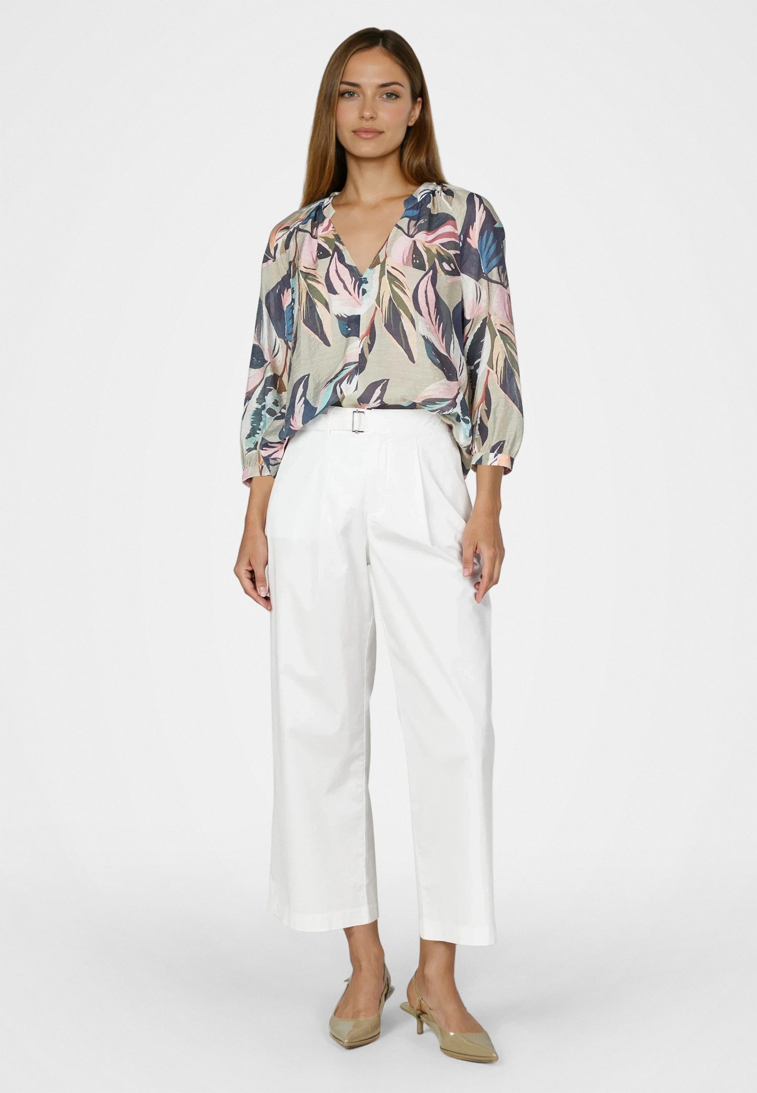 MARC AUREL Druckbluse mit Blätterdruck
