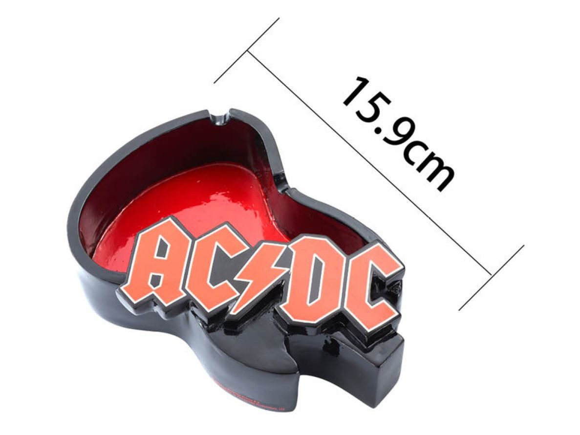 AC/DC Aschenbecher Ascher schwarz rot mit Schriftzug aus Kunststoff