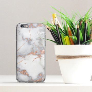 DeinDesign Handyhülle Gold Marmor Glitzer Look White and Golden Marble Look, Apple iPhone 6s Silikon Hülle Bumper Case Handy Schutzhülle
