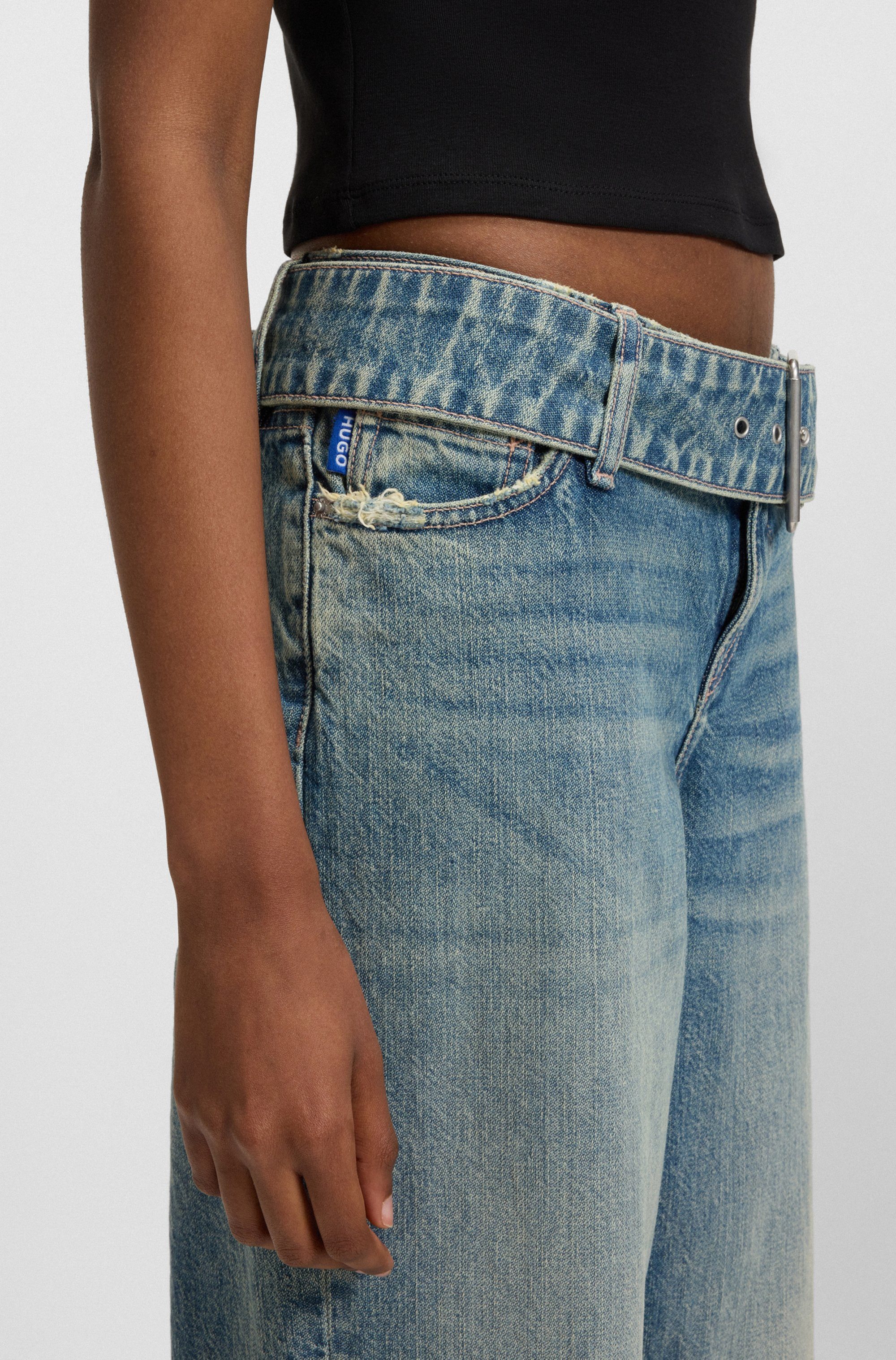 HUGO Blue Low-rise-Jeans Glory mit Denim-Gürtel, günstig online kaufen