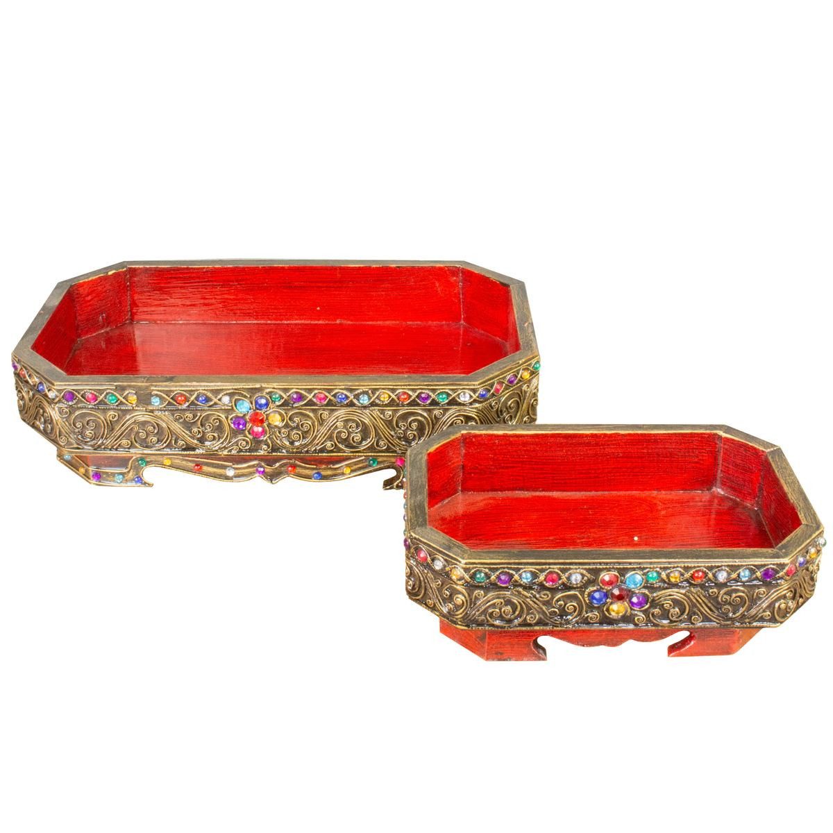 Oriental Galerie Dekotablett 2er Set Thailändische Schale Schalen Zuckerdosen 23 & 36 cm (1 St)