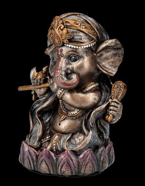 Figuren Shop GmbH Räuchermännchen Rückfluss-Räucherhalter - Musizierender Ganesha Hindu Gott Dekoration