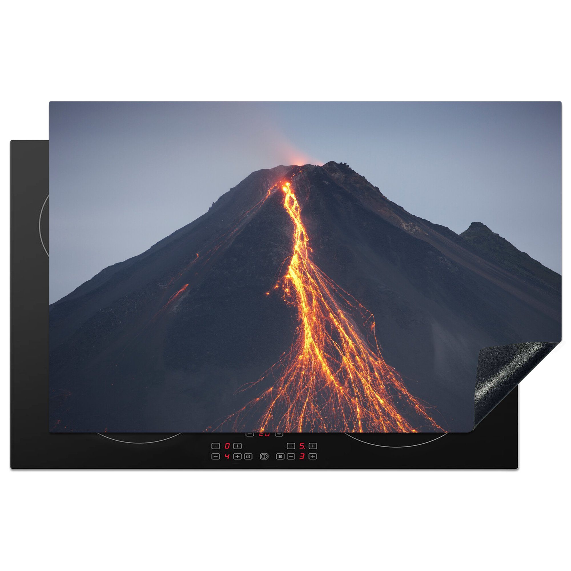 MuchoWow Herdblende-/Abdeckplatte Lava fließt aus einem Vulkan, Vinyl, (1 tlg), 81x52 cm, Induktionskochfeld Schutz für die küche, Ceranfeldabdeckung