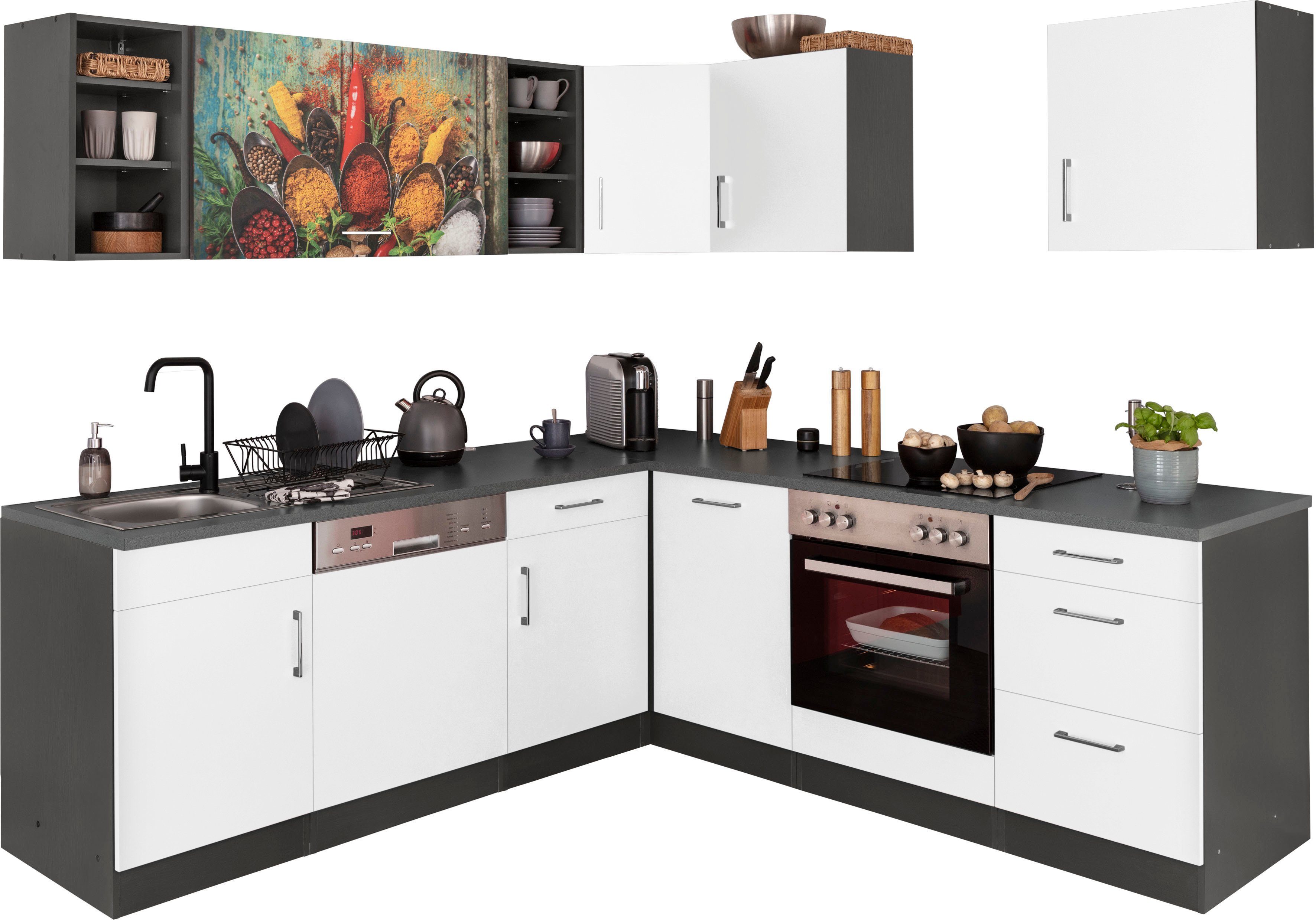 KOCHSTATION Winkelküche KS-Paris, ohne E-Geräte, Stellbreite 220/220 cm