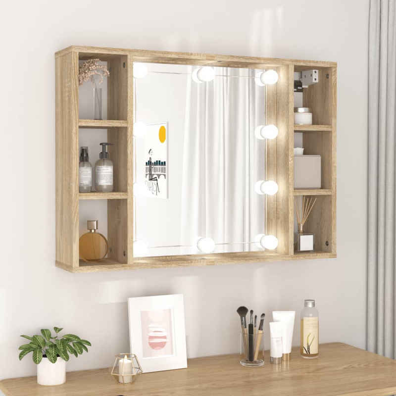 vidaXL Badezimmerspiegelschrank Spiegelschrank mit LED Sonoma-Eiche 76x15x55 cm (1-St)