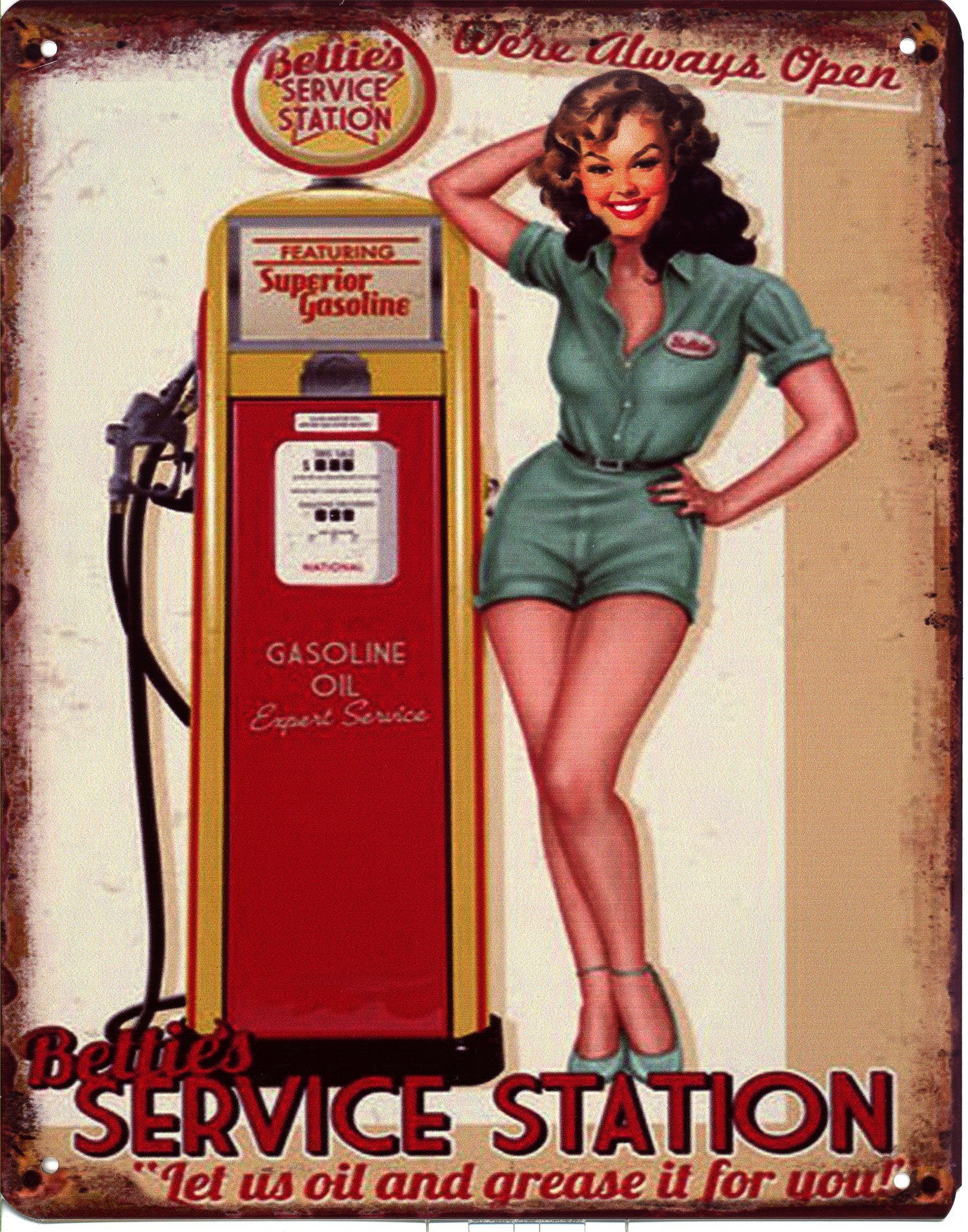 Metallschild Blechschild Betti`s Service Station