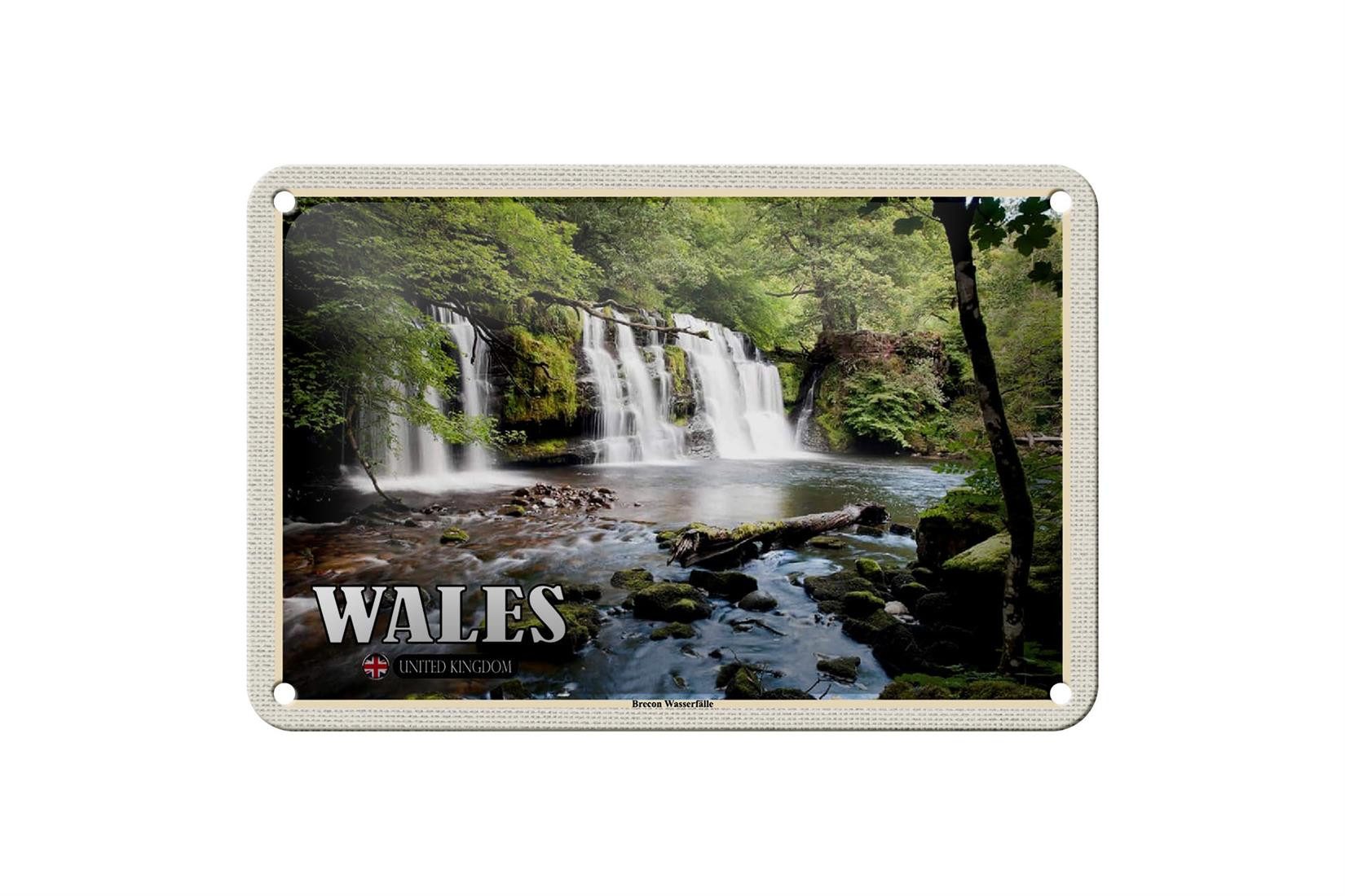 Metallschild Reise 18x12cm Wales United Kingdom Brecon Wasserfälle