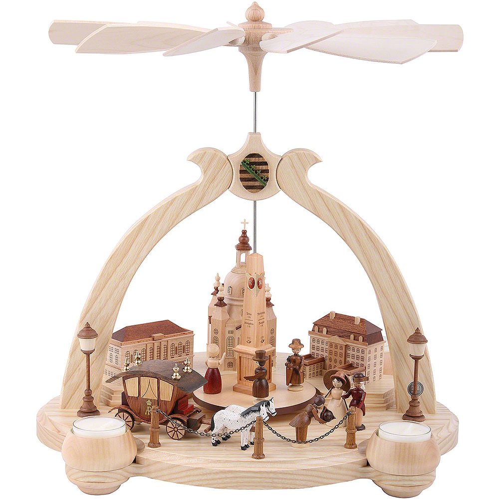 Müller Kleinkunst GmbH Seiffen Weihnachtspyramide 1-stöckige Pyramide Spitzbogen Alt Dresden (36cm) von Müller Kleinkuns