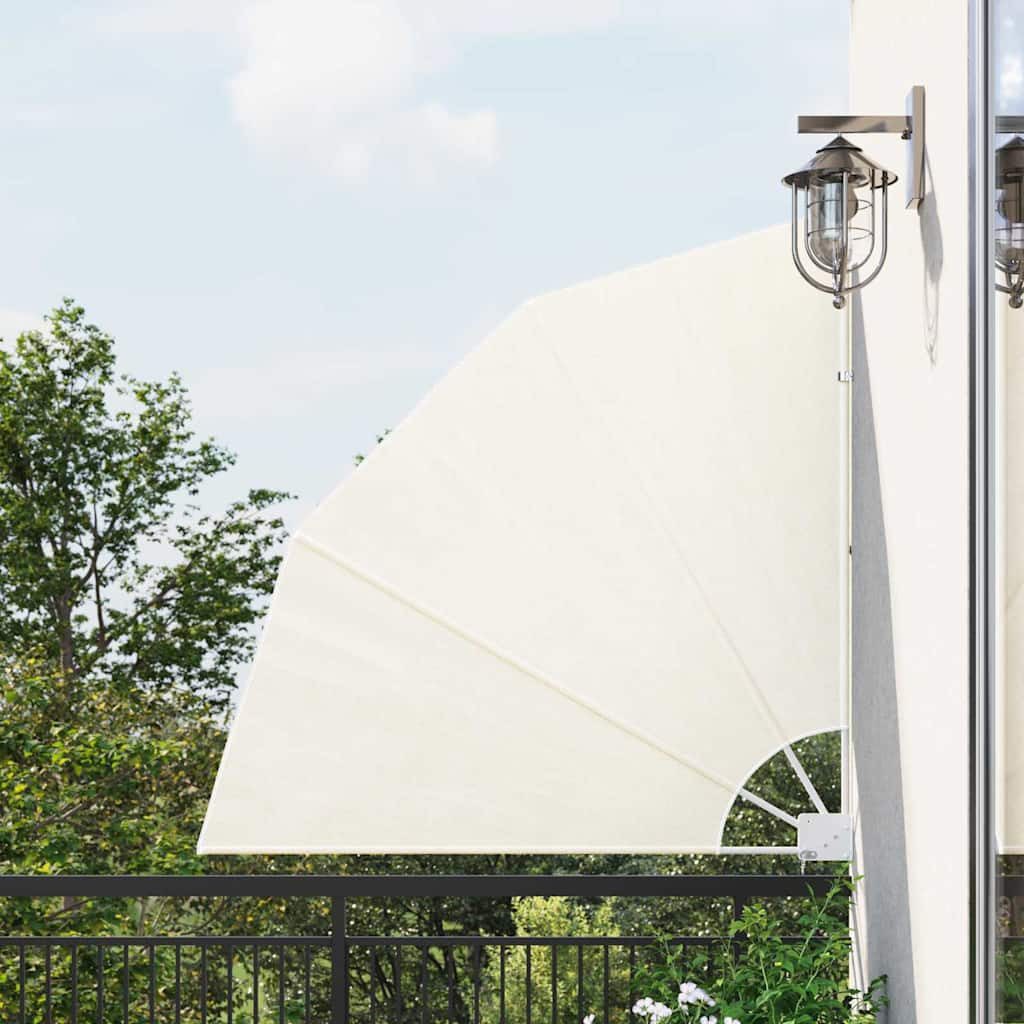 furnicato Balkonsichtschutz Balkonfächer Sichtschutz 140 x 140 cm Creme (1-St) Witterungsbeständige Gartenmarkise, klappbar und UV-beständig