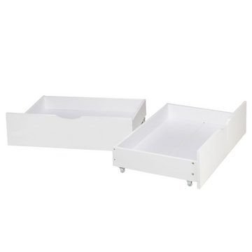 Homestyle4u Bettschubkasten Bettkasten Set 2 Schubladen Holz Aufbewahrung Weiß