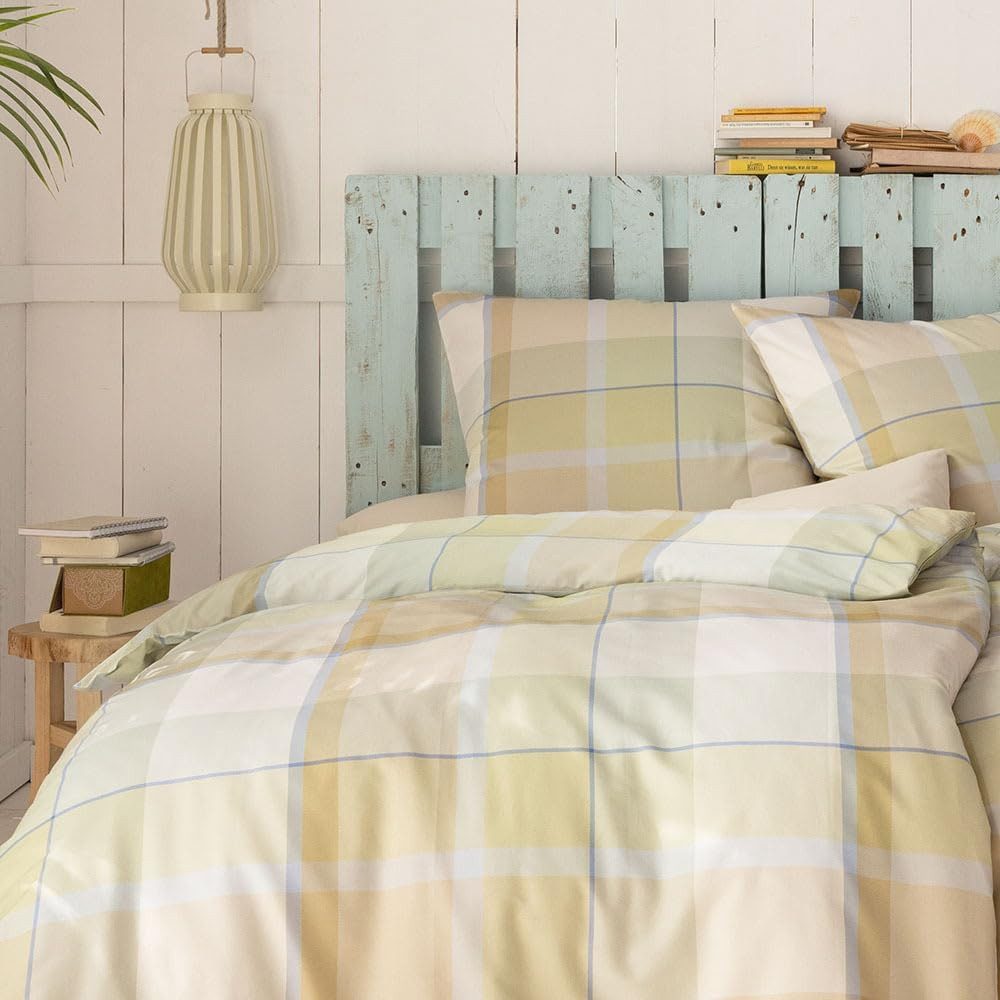 Estella Bettwäsche Estella Mako Satin Bettwäsche Mario in Pistazie 135x200 günstig online kaufen