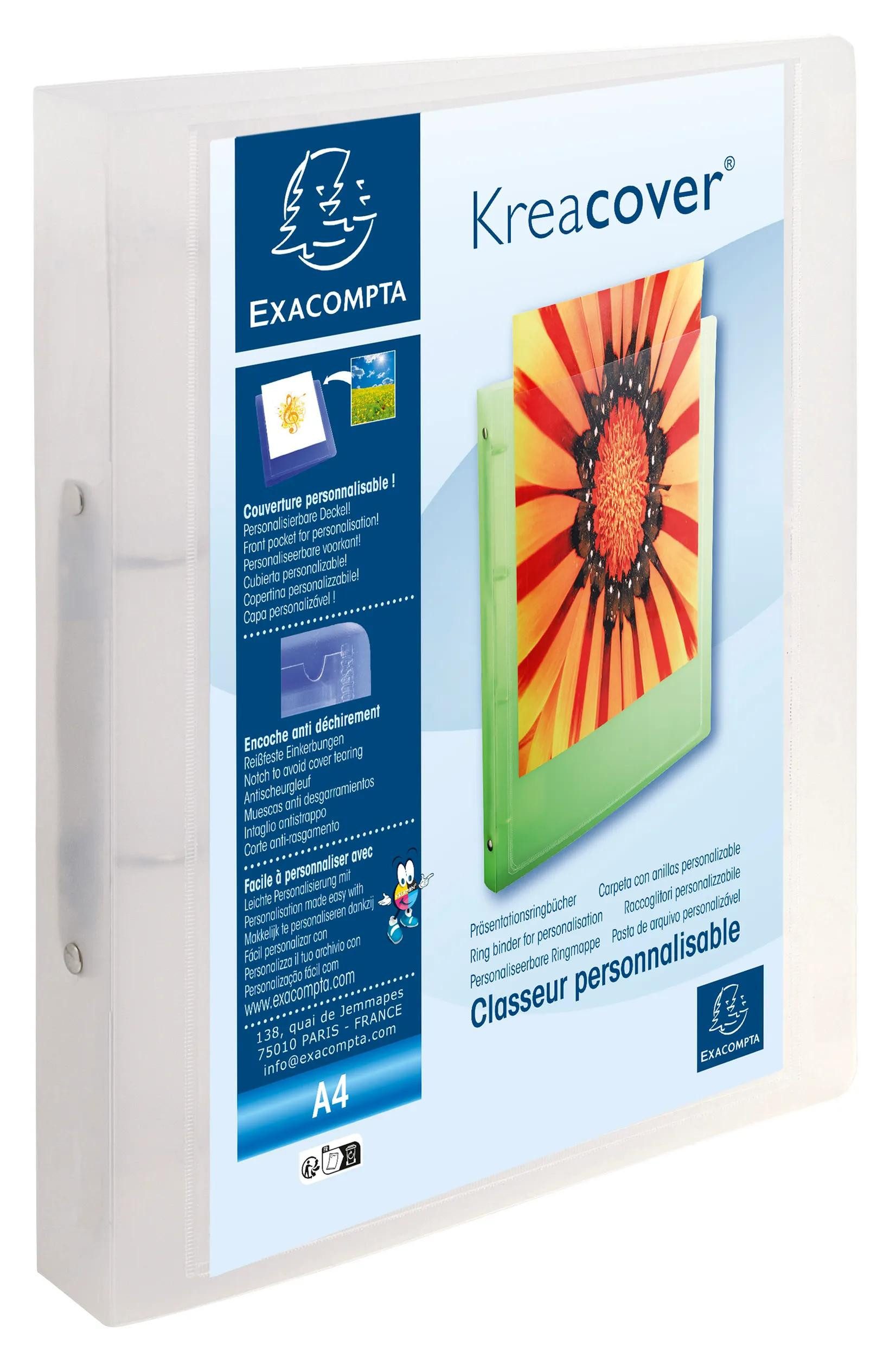 EXACOMPTA Ringbuchmappe 12x Ringbuch PP 1mm 2Ring 30mm Rücken 40mm A4 Maxi sortiert 54869E, Personalisierbar Ringbücher