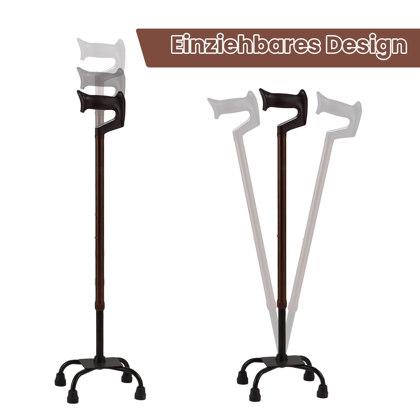 BBG Gehstock Gehstock höhenverstellbar mit rutschfesten Gummifüßen, stabile Gehhilfe mit verstärkter Basis für sicheren Alltag