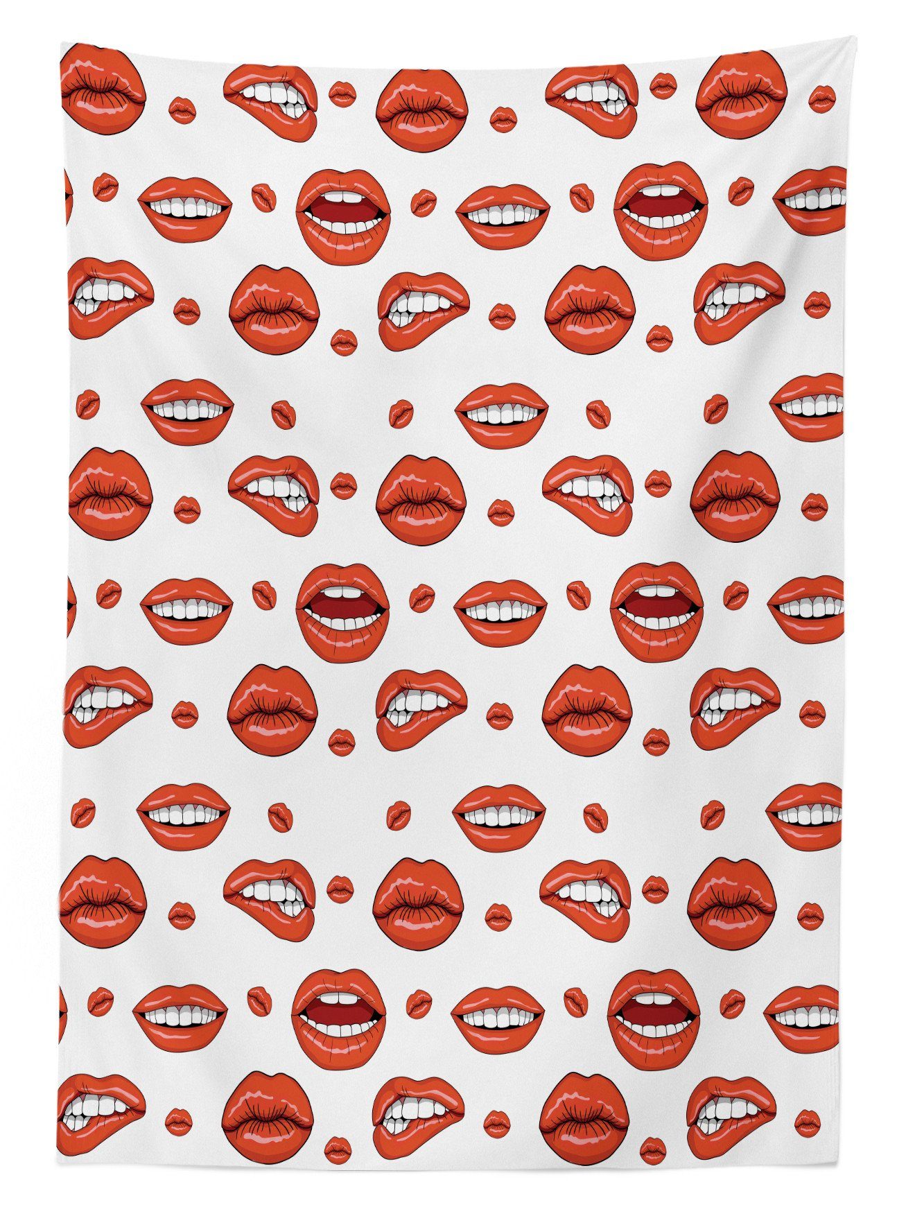 Lippen Frau den Gestures Bereich geeignet rot Farben, Abakuhaus Waschbar Farbfest mit Klare Tischdecke Für Außen