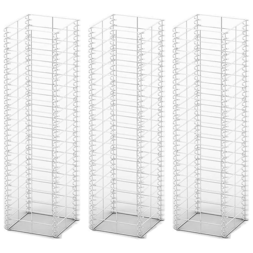 DOTMALL Gabionenzaun Gabionen-Set 3-tlg. Verzinkter Draht 25×25×100 cm