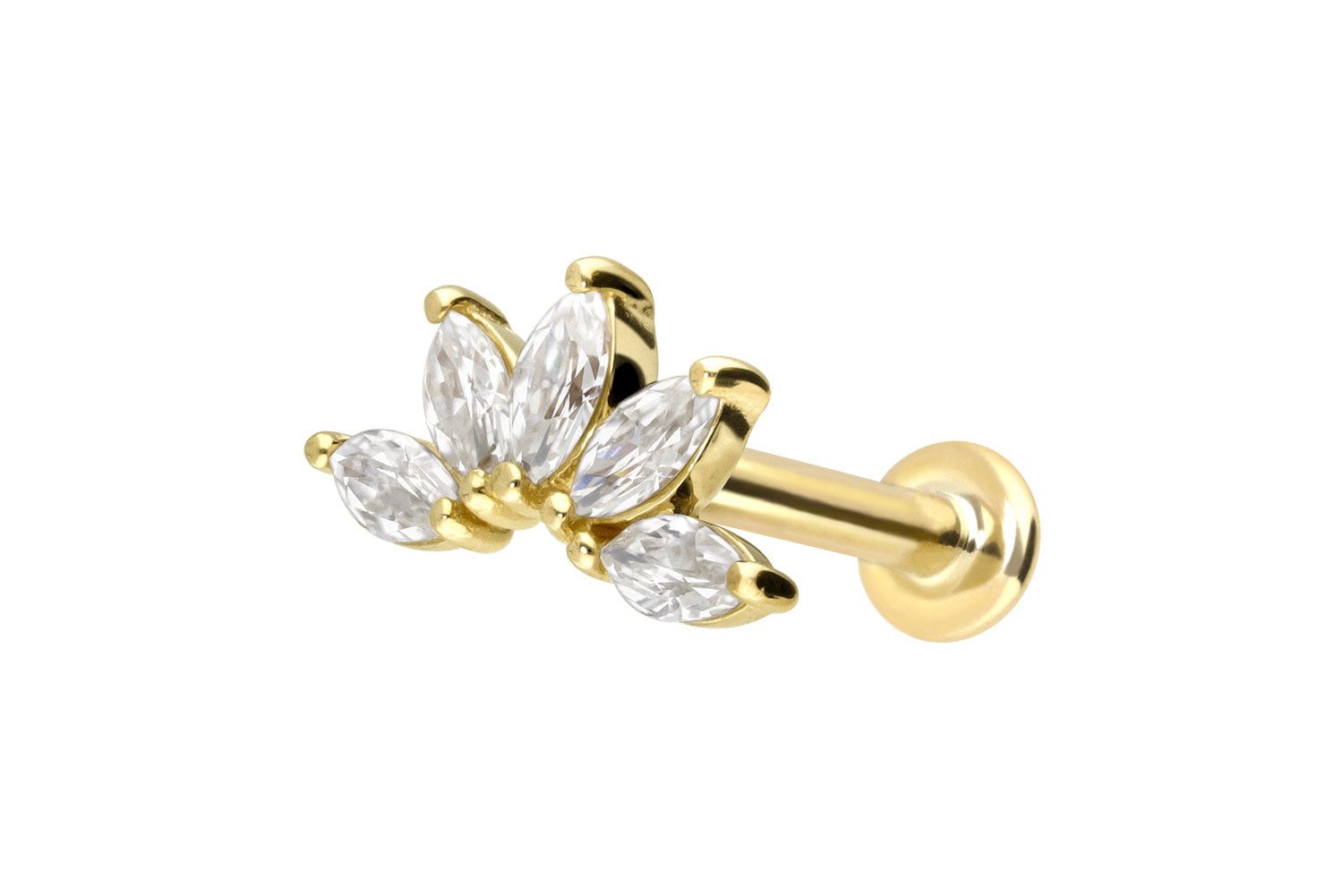PIERCINGLINE Piercing-Set 14 Karat Gold Labret mit Innengewinde MOISSANIT-L günstig online kaufen