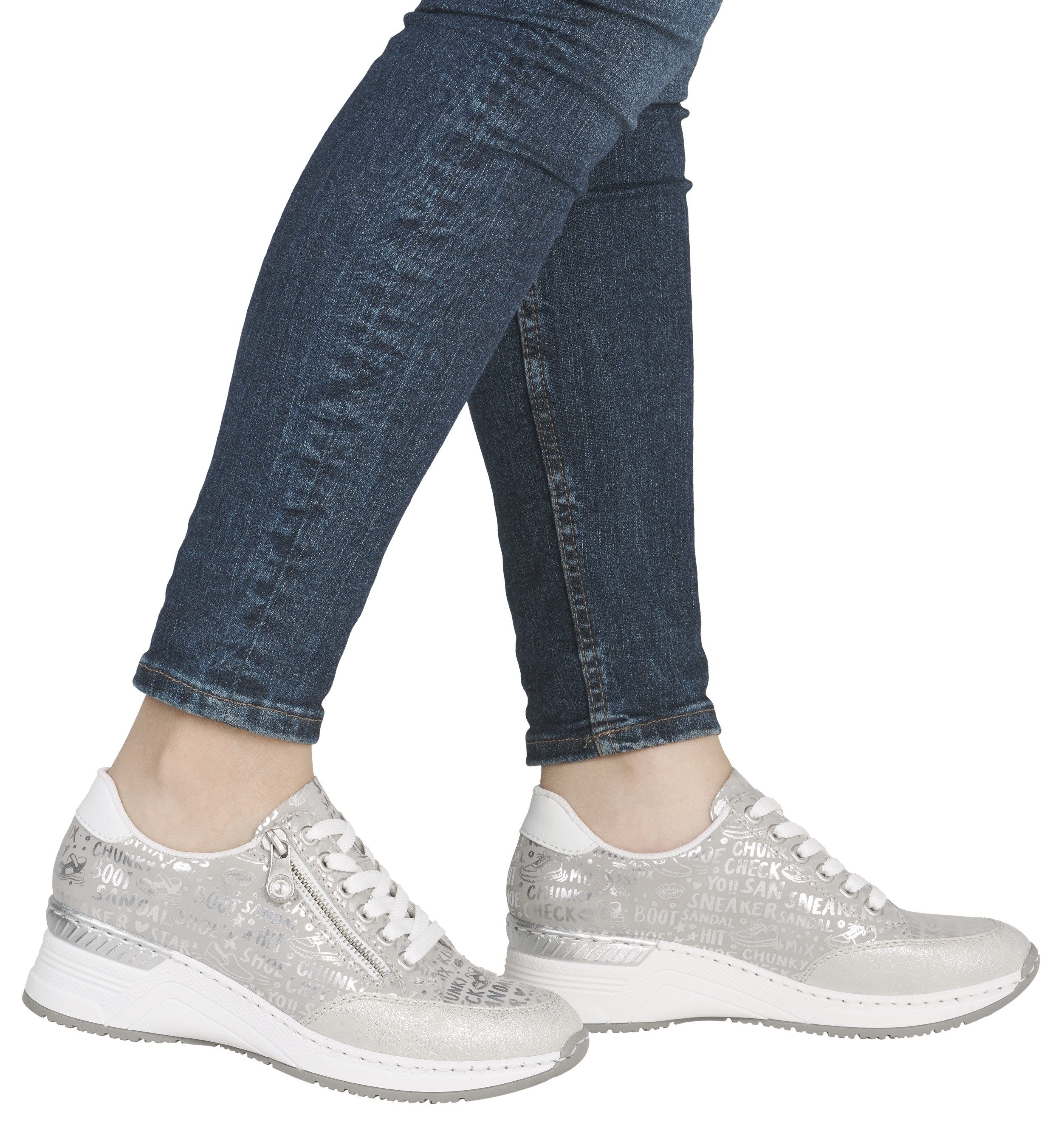 Rieker Sneaker mit Lettern bedruckt, Freizeitschuh, Halbschuh, Schnürschuh günstig online kaufen