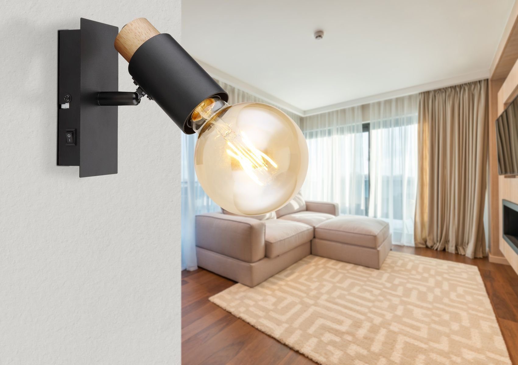 Wandleuchte mit Globo Wandleuchte GLOBO Wandlampe Innen Wohnzimmer Schalter