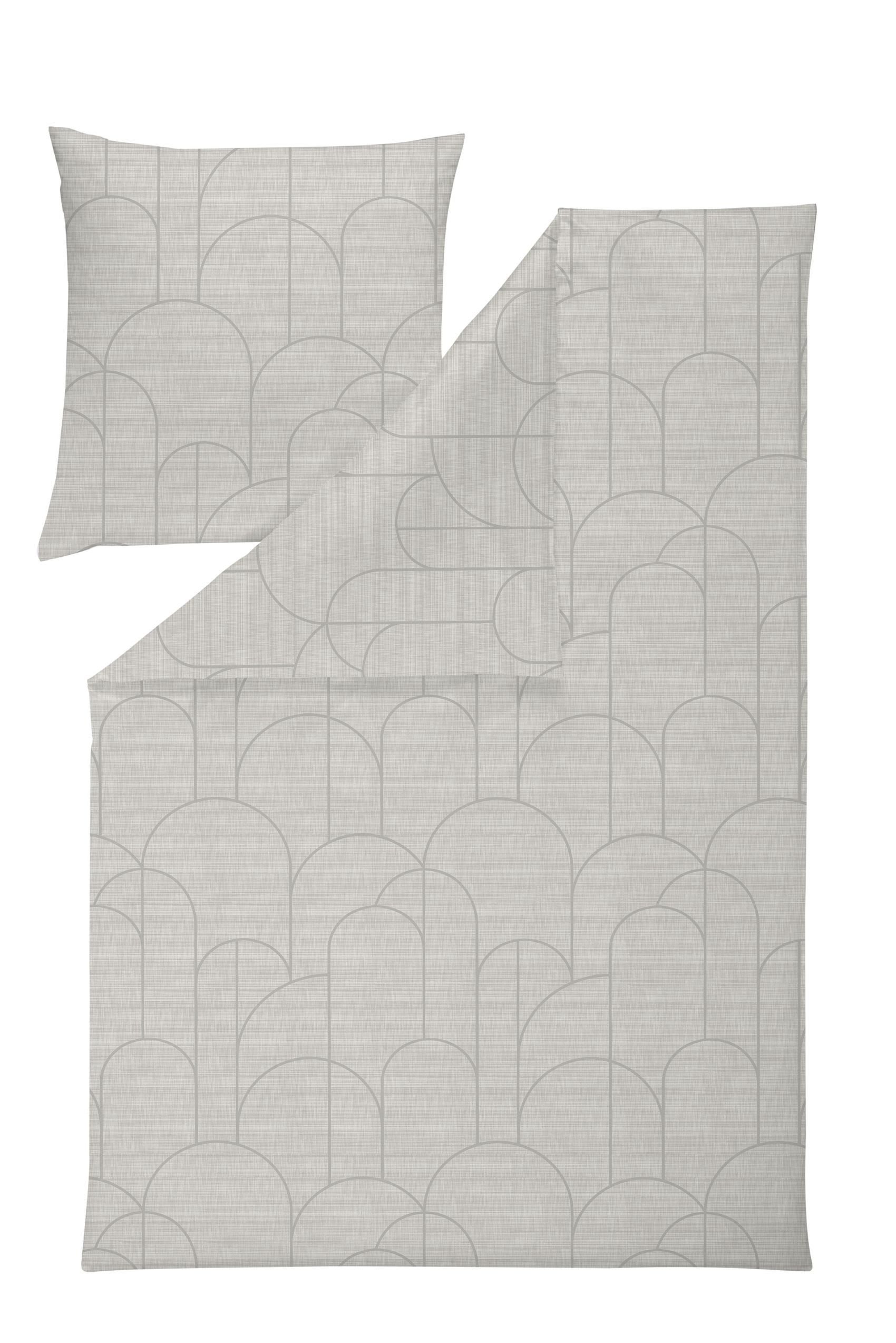 Estella Bettwäsche Estella Mako-Satin Bettwäsche 135x200 Archie ecrue beige Bögen 7915-22, Mako-Satin, 2 teilig, für Sommer und Winter