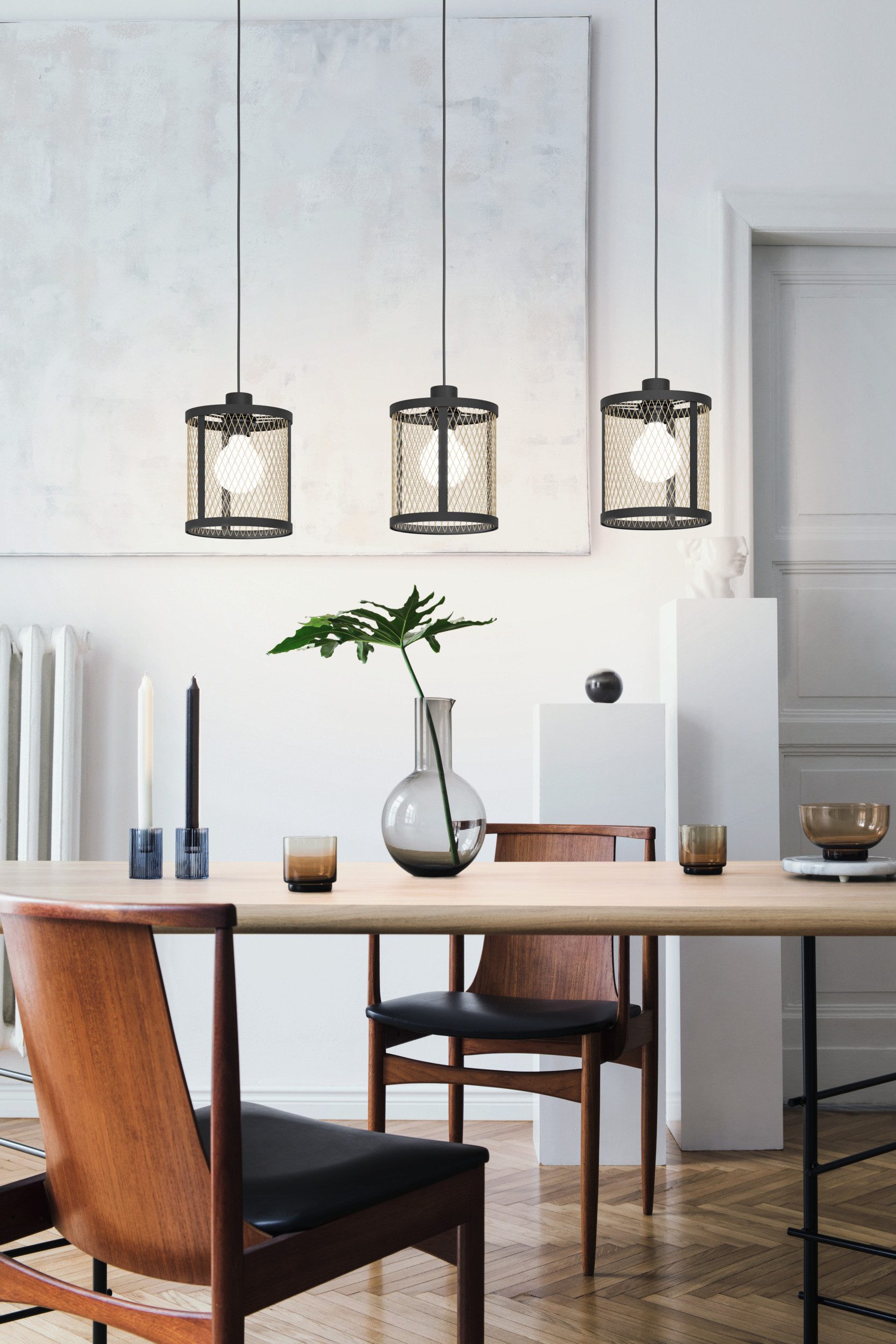 EGLO Hängeleuchte DELLOW Pendellampe - Stahl - E27 - 3X40W - IP20, ohne Leuchtmittel, Hängelampe, Deckenlampe, Wohnzimmer, Esszimmer, L88 x B18 x H110 cm