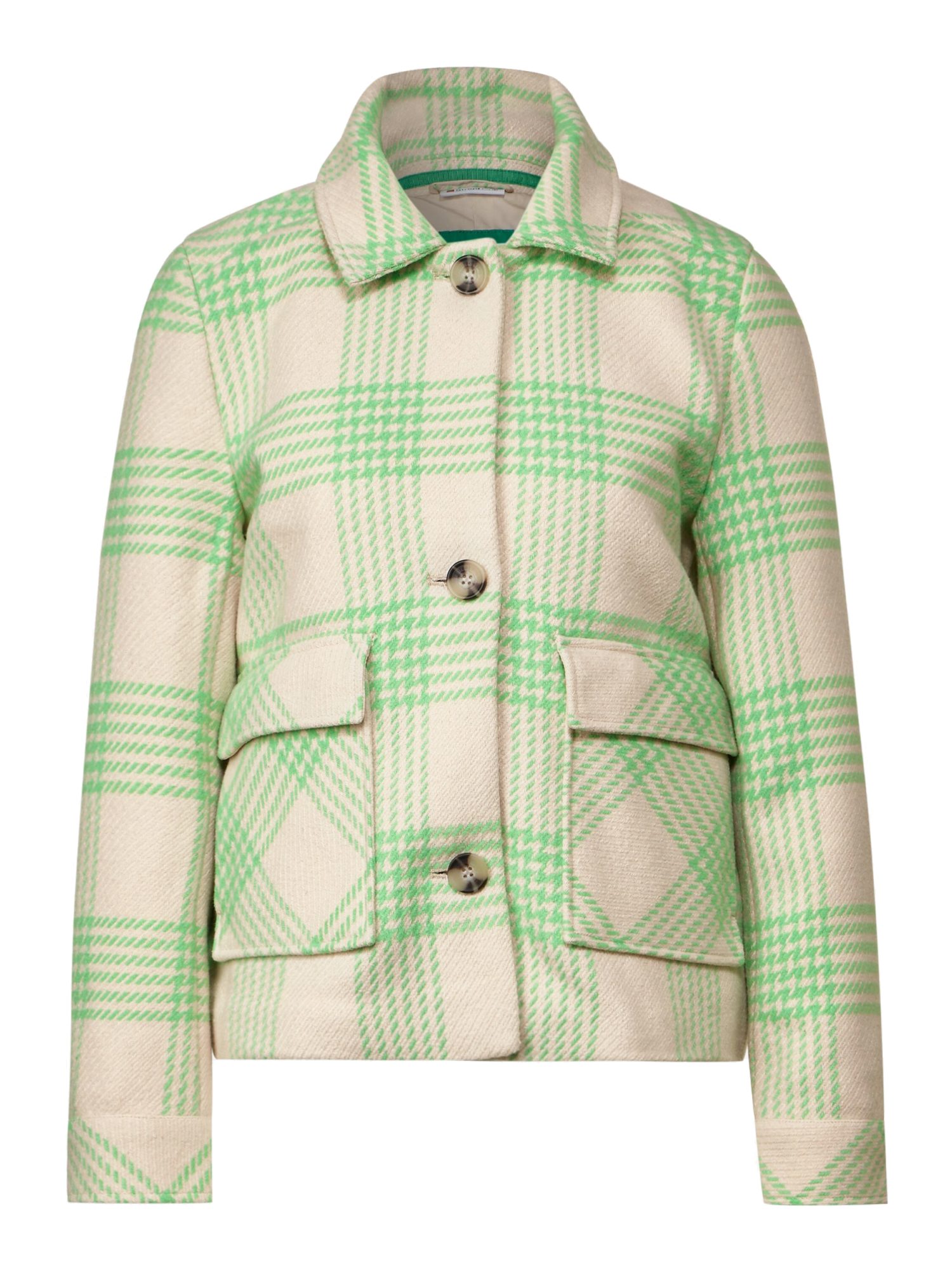 STREET ONE Jackenblazer grün,Outdoor,Polyester,Kariert,Kent,Lang,Regular Fit