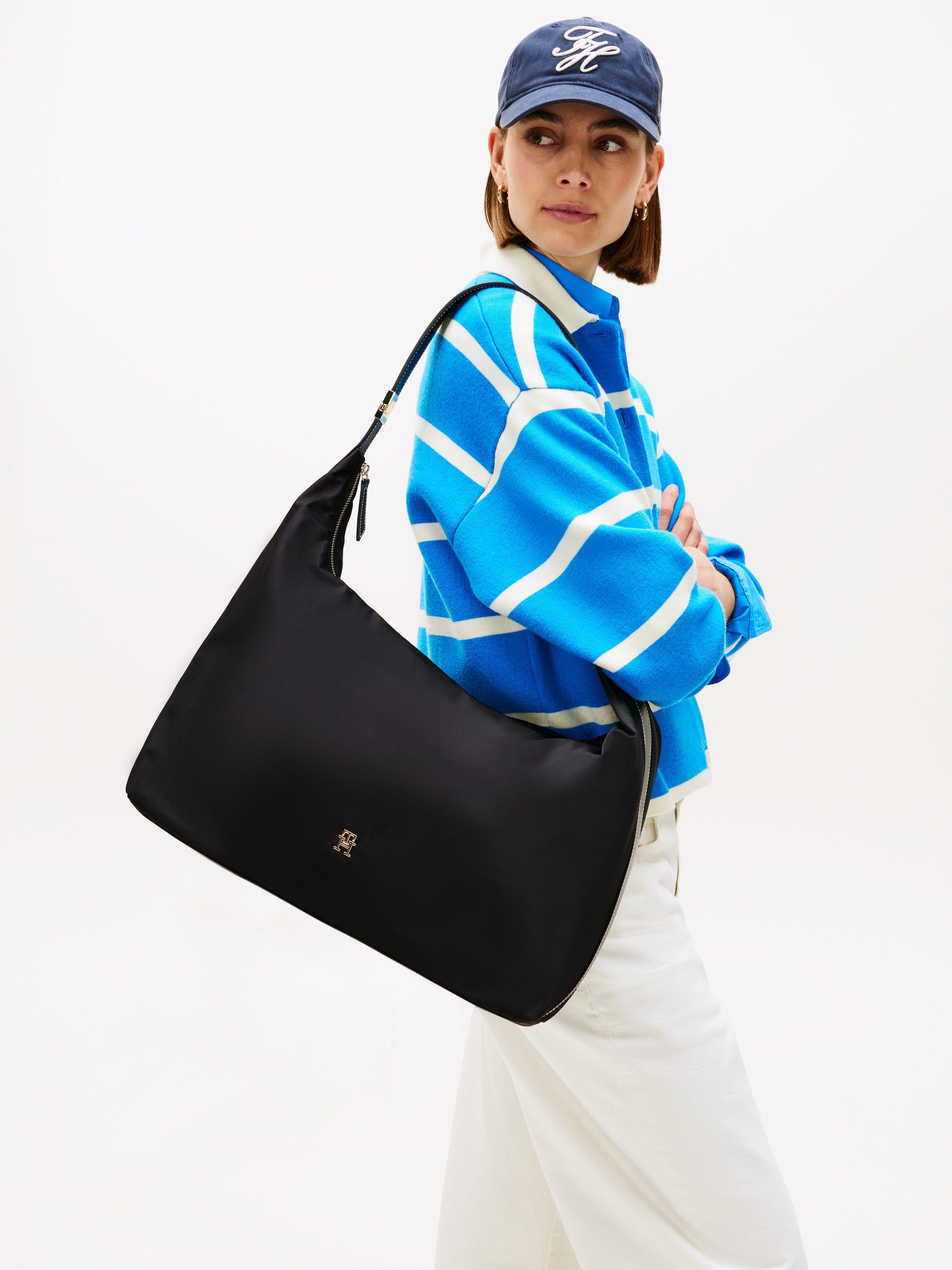 Tommy Hilfiger Hobo TH GO LARGE HOBO NYLON, Damen Schultertasche, Tragetasche, Businesstasche mit TH-Label