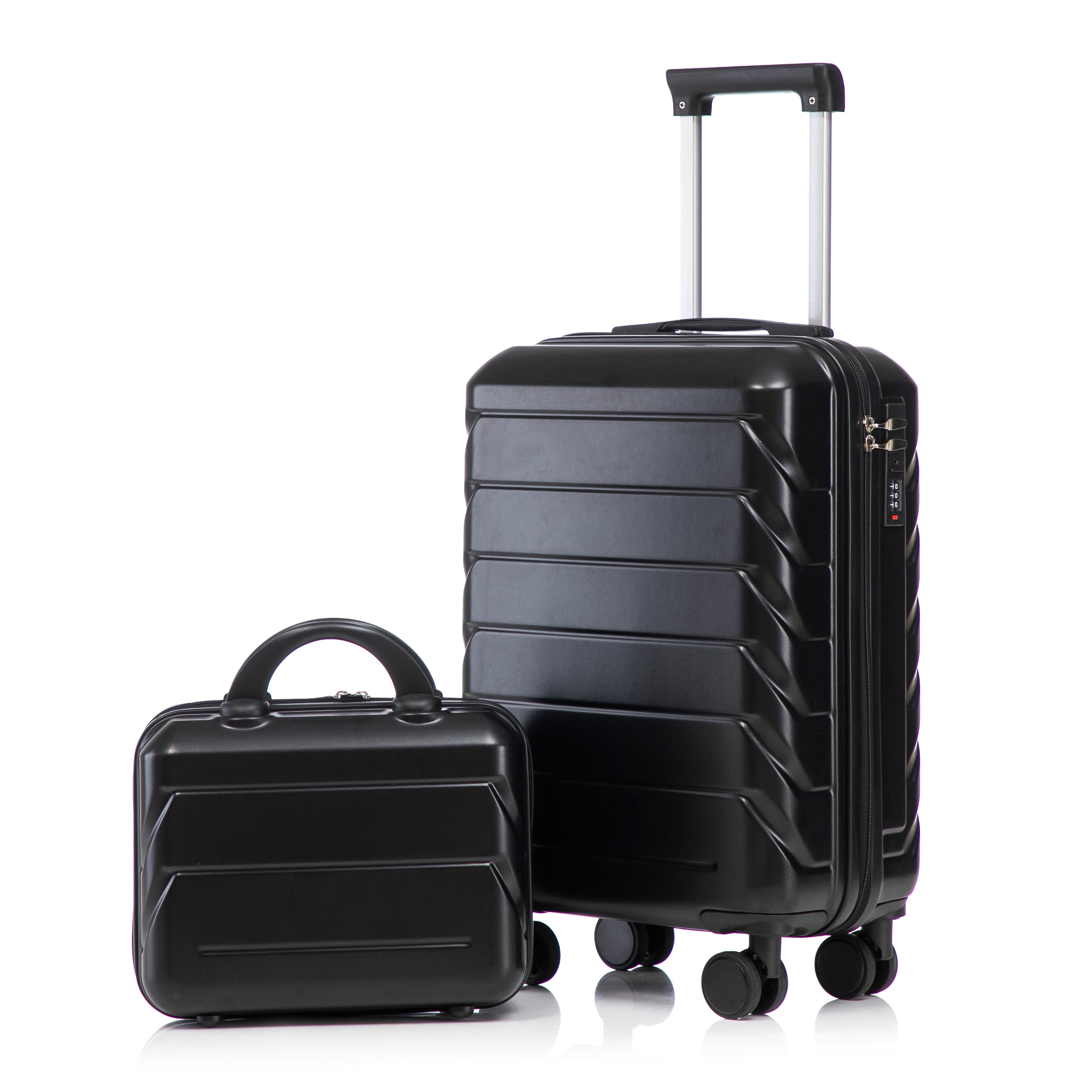 Totnz Trolleyset 14/19 Zoll 2-teiliges ABS-Spinner-Kofferset, 4 Rollen, (2 tlg), mit Zahlenschloss & 14" Kosmetiktasche