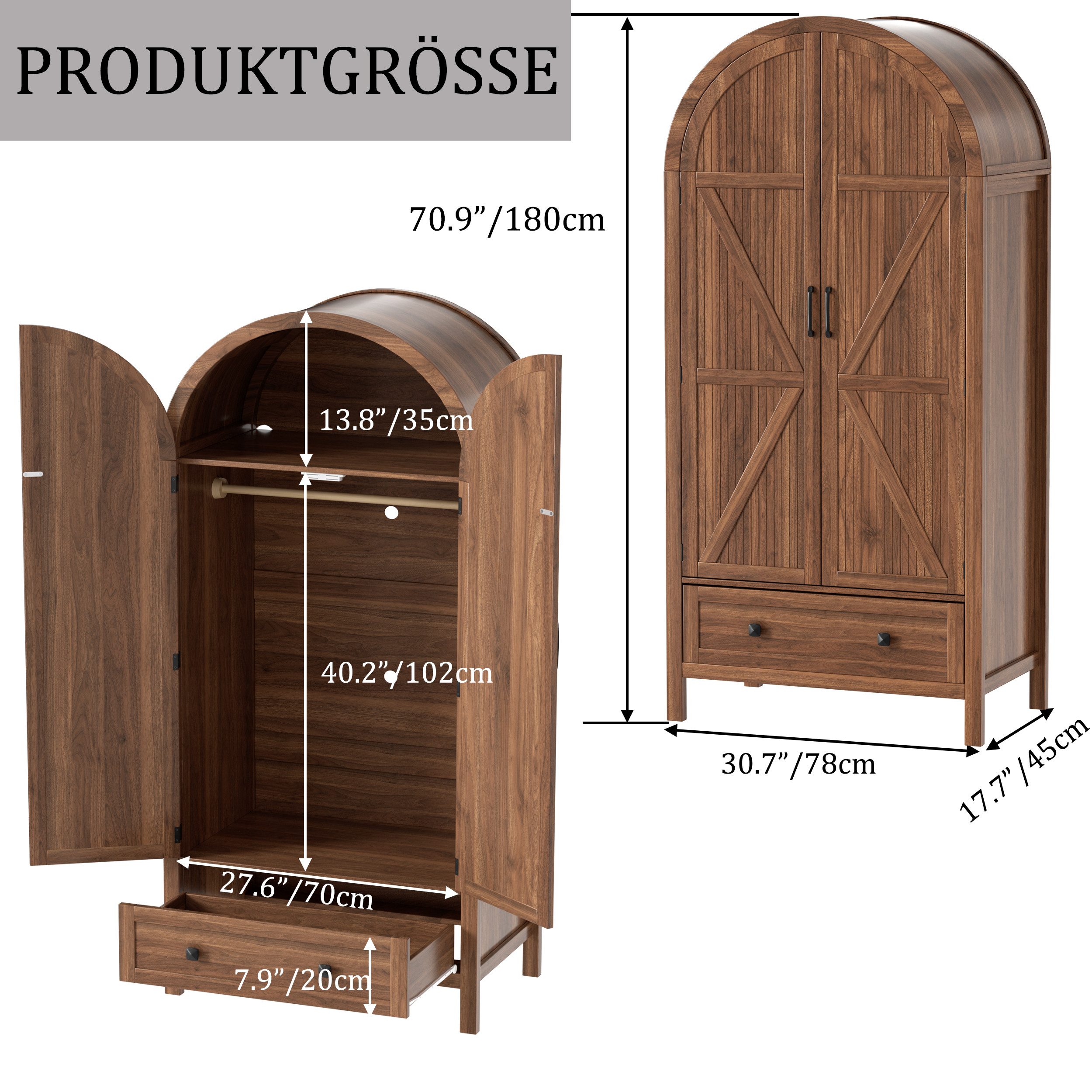 TWSOUL Kleiderschrank Moderner Kleiderschrank mit LED-Beleuchtung günstig online kaufen