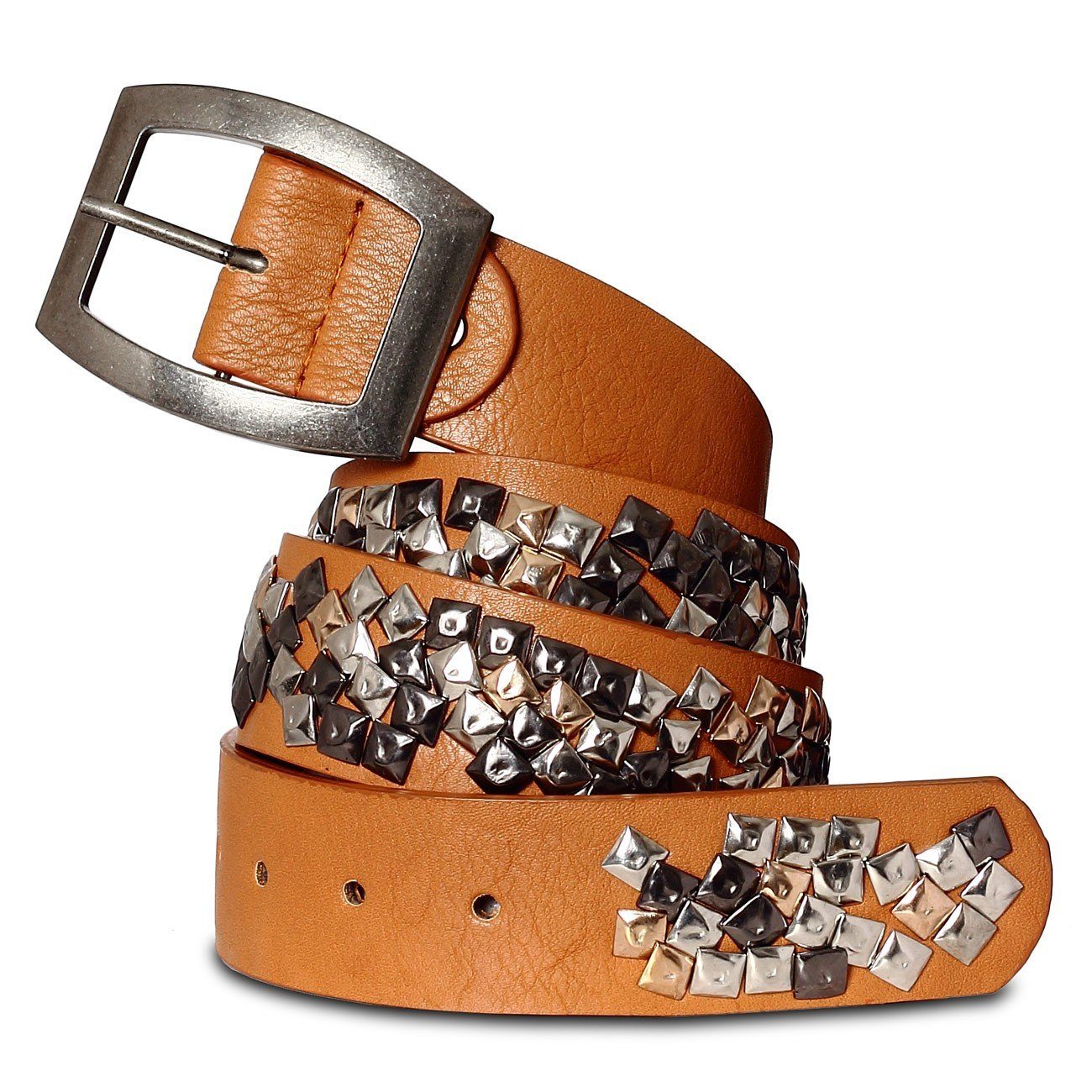 Caspar Ремни с заклепками GU233 Damen Vintage Ремни с заклепками mit eckigen Nieten