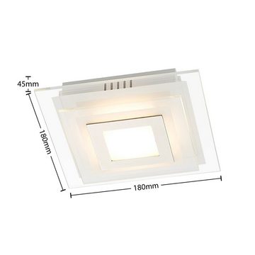 Lindby LED Wandleuchte Arima, LED-Leuchtmittel fest verbaut, warmweiß, Modern, Eisen, Acryl, weiß, transparent, 1 flammig, inkl.