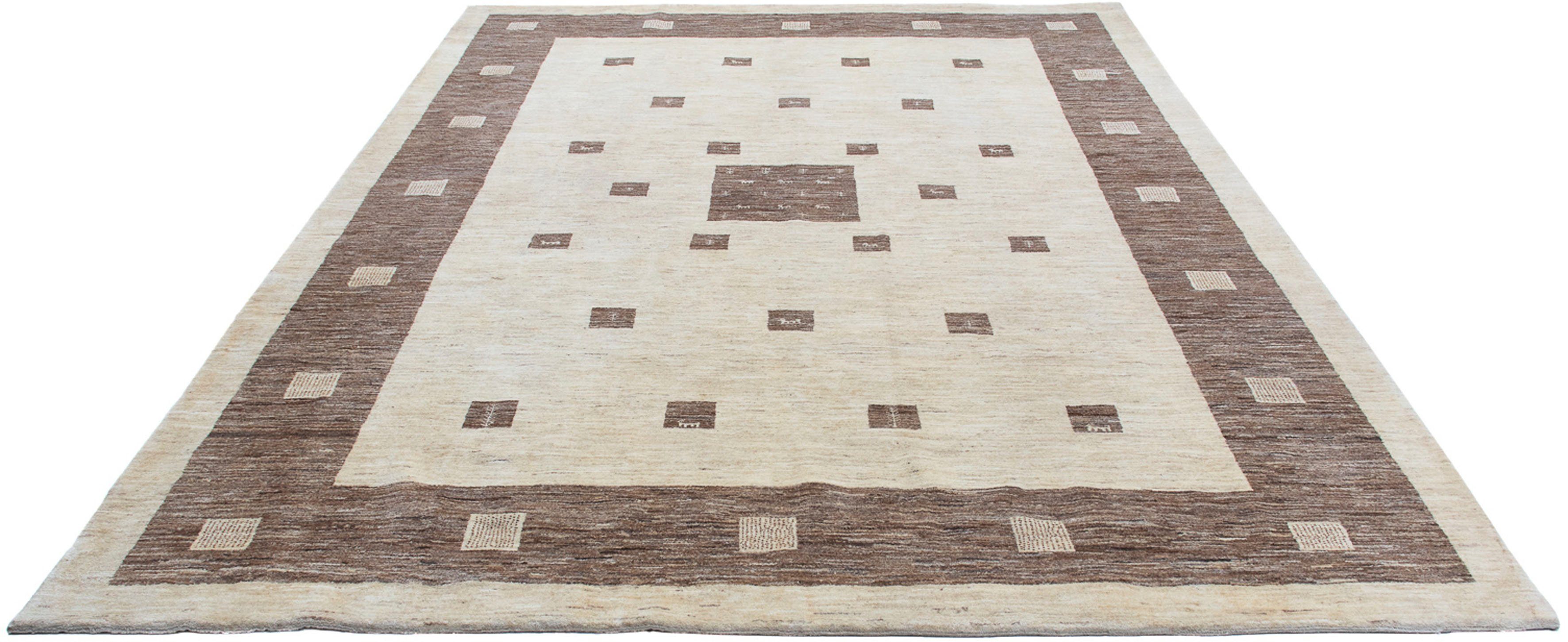 Wollteppich Gabbeh - Loribaft Perser - 340 x 250 cm - beige, morgenland, rechteckig, Höhe: 12 mm, Wohnzimmer, Handgeknüpft, Einzelstück mit Zertifikat