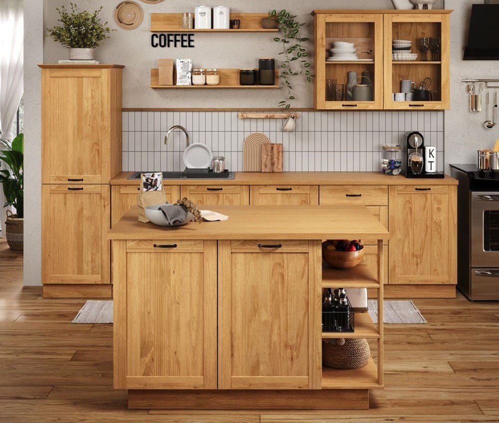 Home affaire Kücheninsel Teramo, Breite 130 cm,4 Türen, 3 offene Fächer