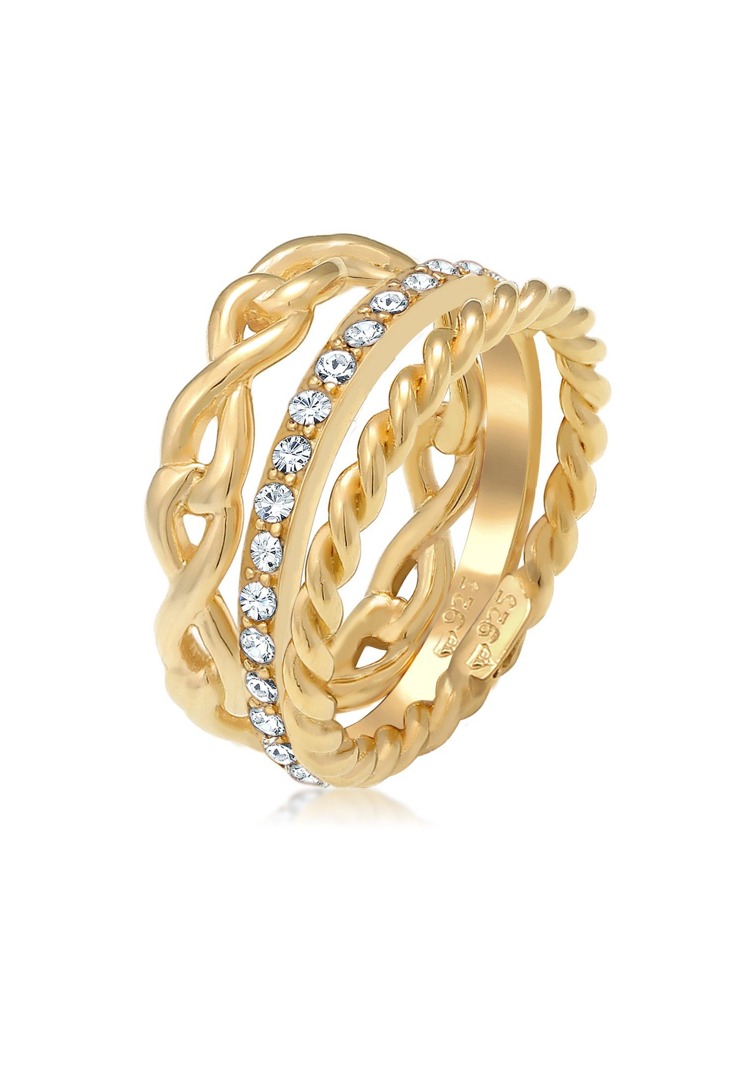 Solitärring Ring Set Infinity 925 Silber, mit Kristallen von Swarovski®