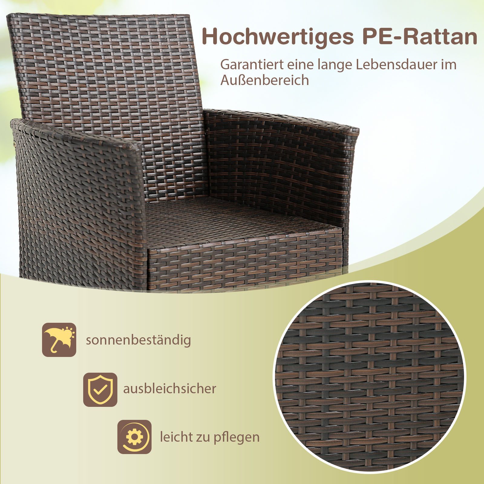 KOMFOTTEU Gartenstuhl (4 St), Rattanstuhl mit Armlehnen & abnehmbaren Sitzkissen