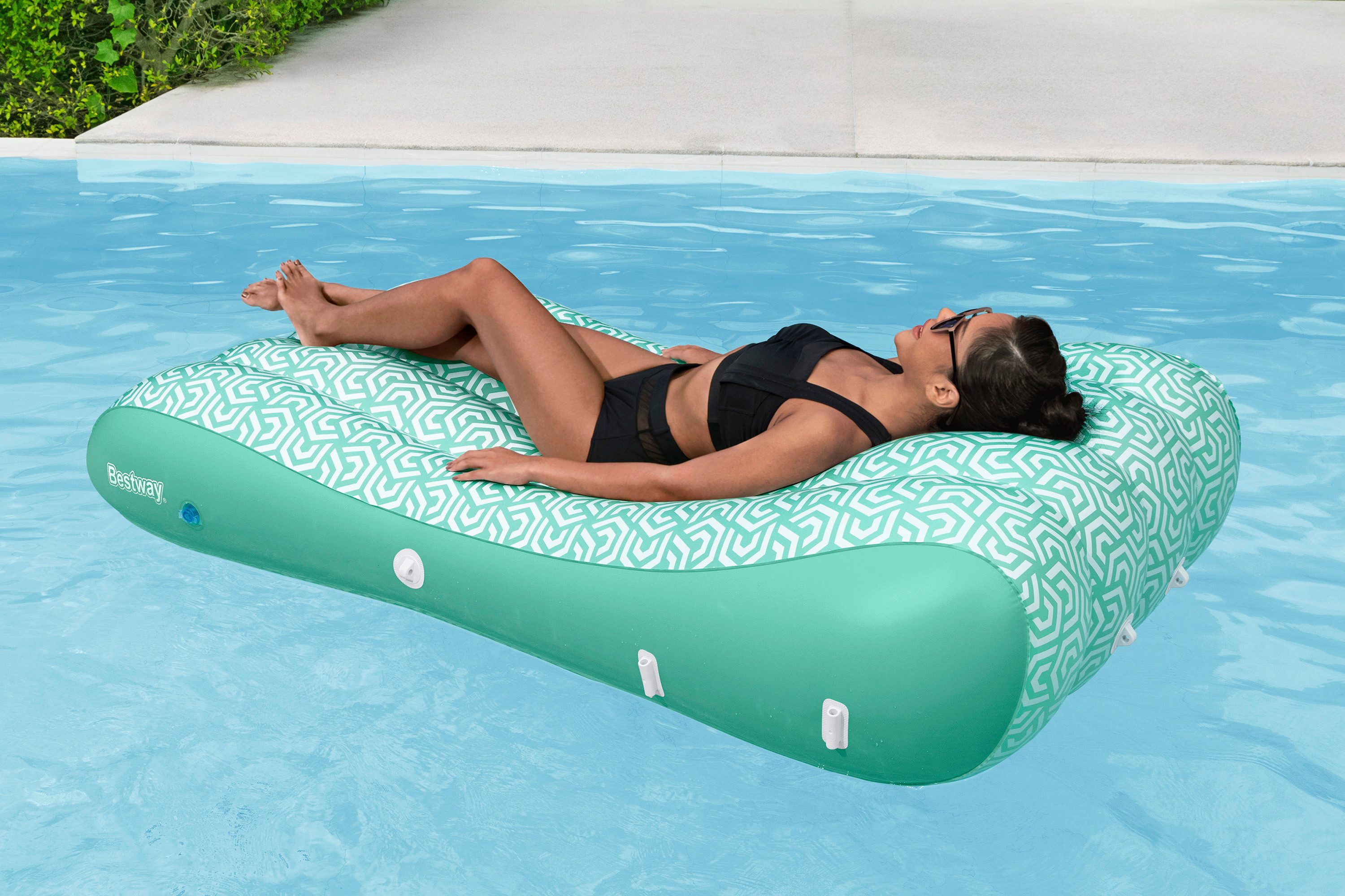 Bestway Badeinsel Comfy Chill™, (Packung, 1-St., mit Sonnenschutzdach 175 x 94 x 40 cm), Oberfläche