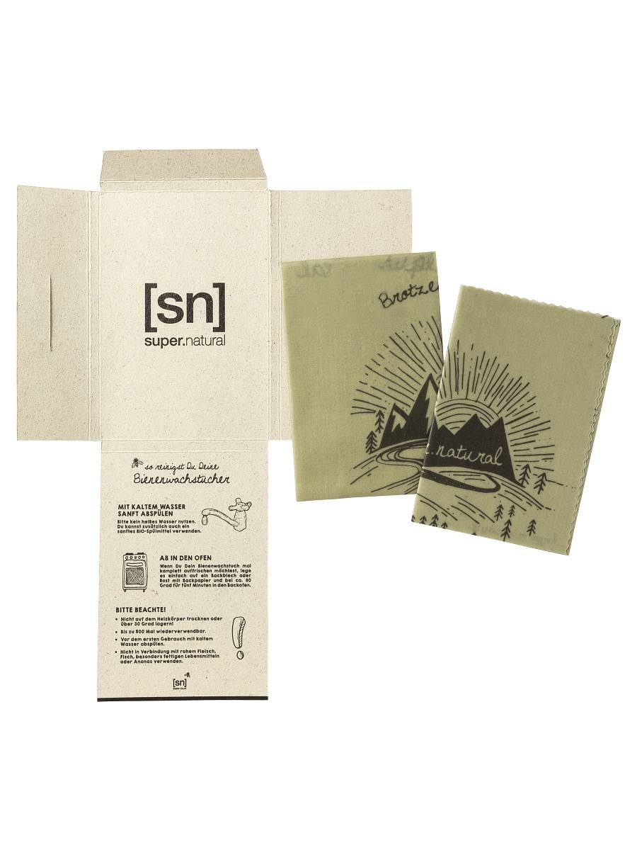 SUPER.NATURAL Bienenwachstücher Bienenwachstücher BEES WAX WRAPS, Doppelpack, 2-tlg., 2, antibakteriell, mehrfach wiederverwendbar