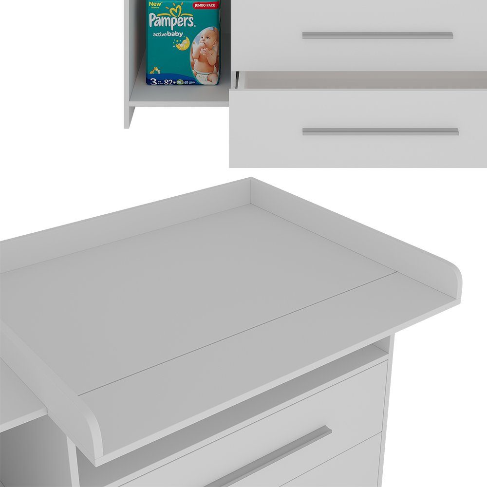 Vicco wrap dresser Paula, white/white, 110 x 93.5 cm with wrap attachment