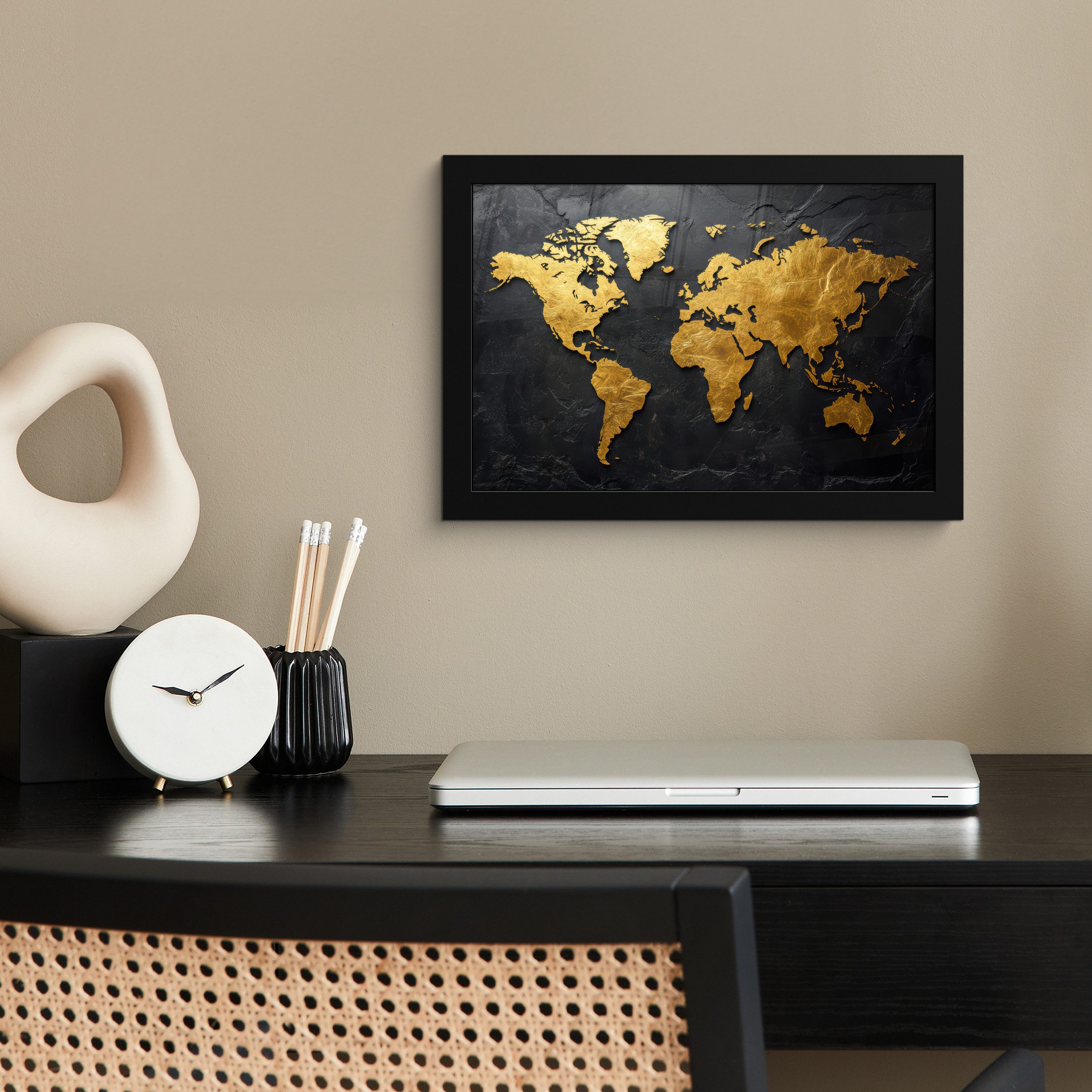 MuchoWow Poster Weltkarte - Gold - günstig online kaufen