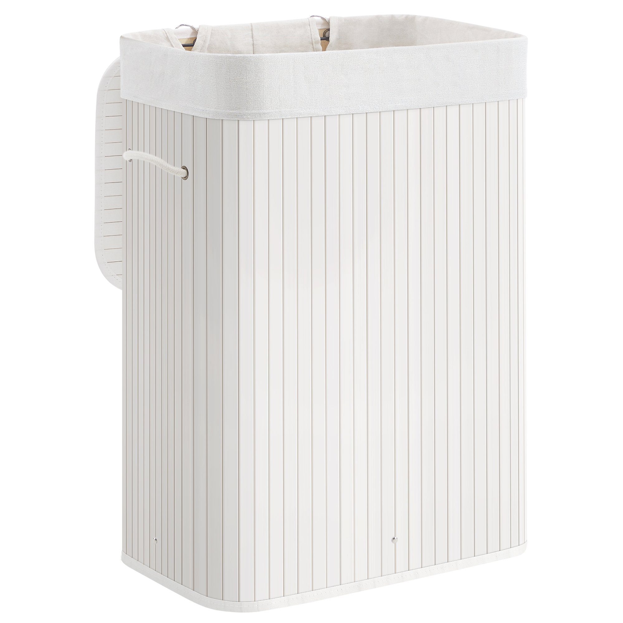 SONGMICS Wäschekorb, aus Bambus, mit herausnehmbarem Wäschesack, 72 L