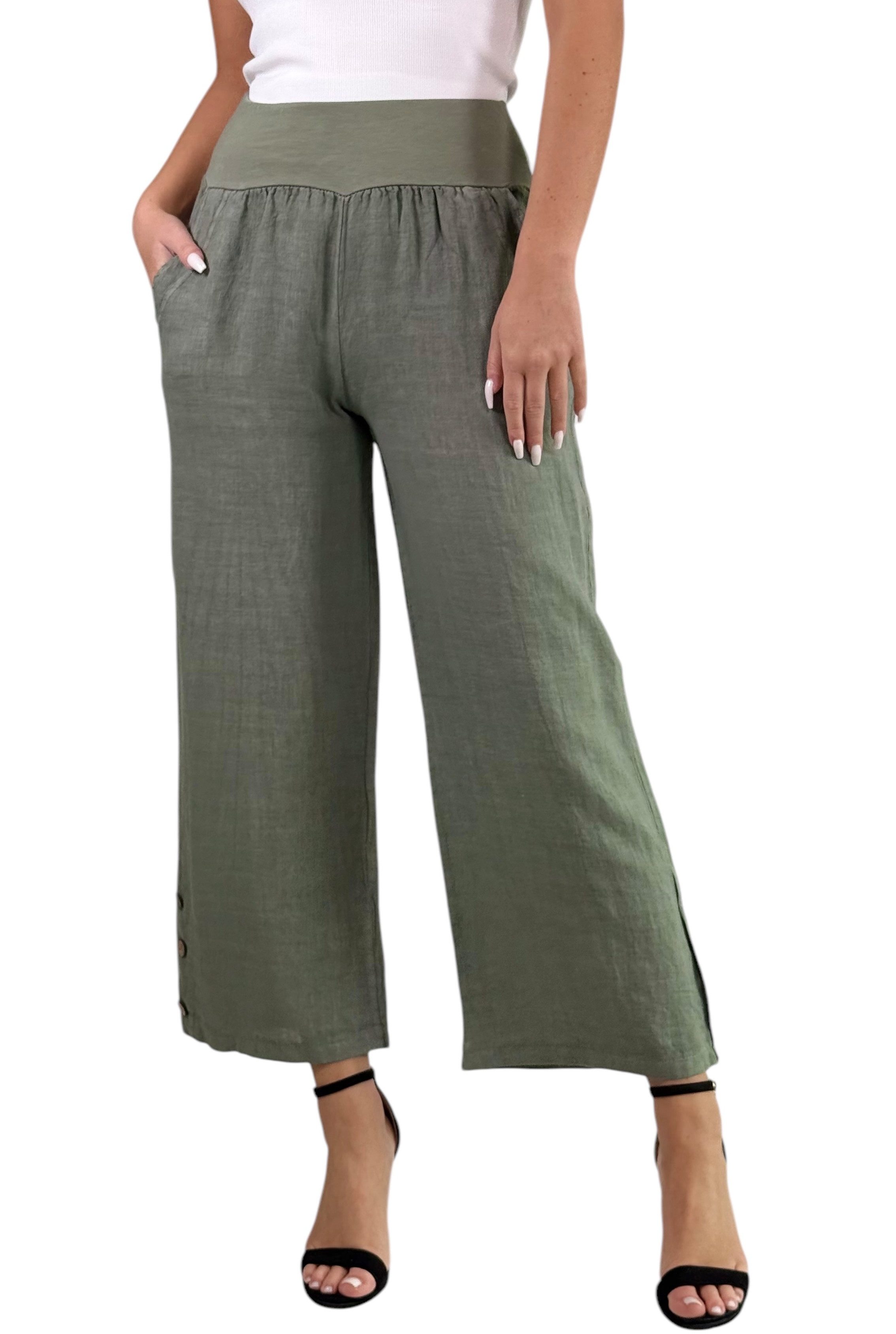 Mississhop Leinenhose Leinenhose 100 % Leinen Freizeithose 7/8 Lange Hose M günstig online kaufen