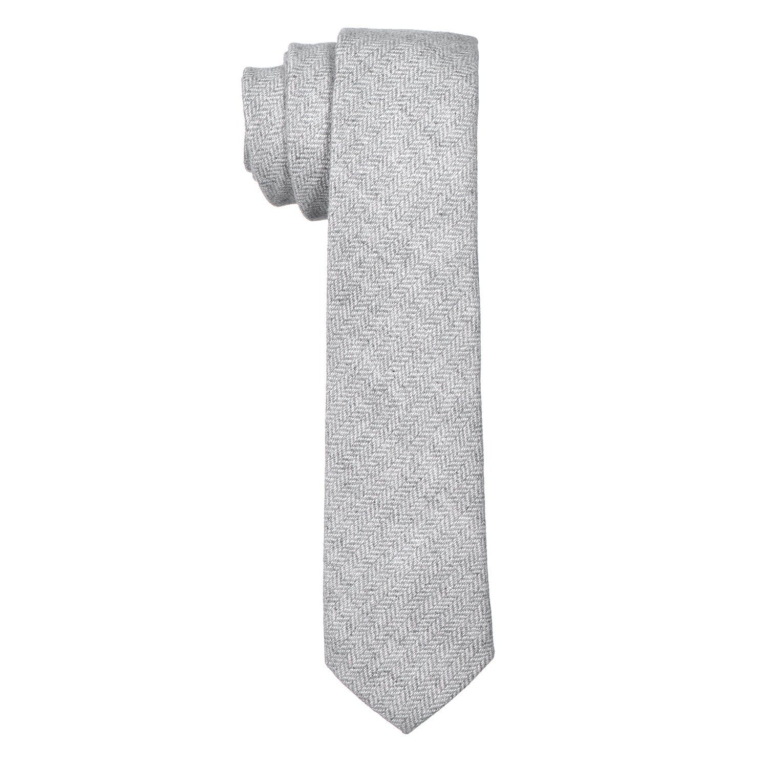 DonDon Krawatte Herren Krawatte 6 gepunkt Veranstaltungen festliche Büro Baumwolle, Muster, und cm 1x einfarbig grau-weiß verschiedene oder Fischgrätmuster für kariert Krawatte) (Packung, 1-St