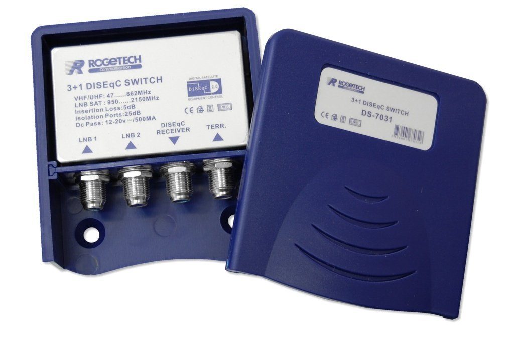 3x1 Einspeisung Rogetech Rogetech Relais möglich, für DiSEqC DS 7031, terr. SAT-Kabel