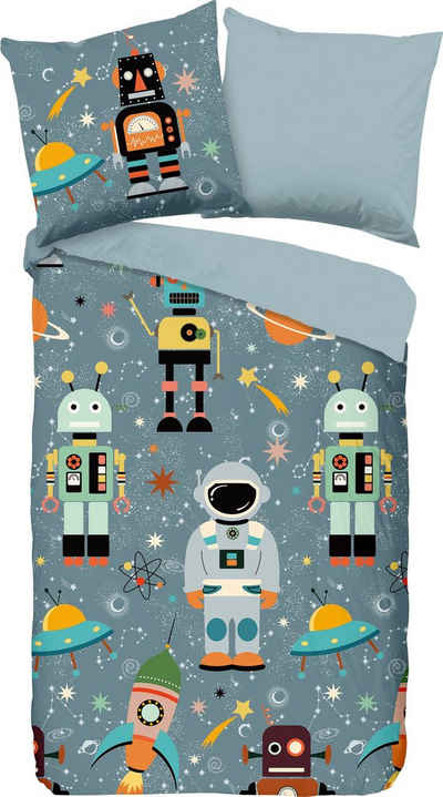Kinderbettwäsche Spacemen, good morning, Renforcé, 2 teilig, mit Astronauten