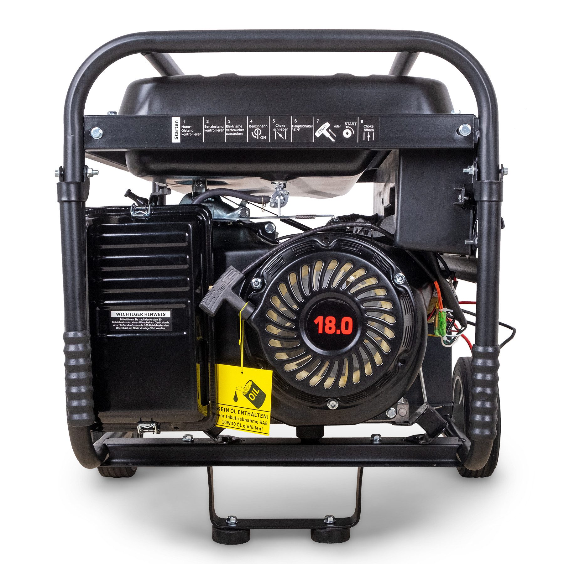 DeTec. Stromgenerator Benzin 7 kW DT-LB7500E-3 400V Starkstrom Generator E-Start 3-Phasen, 7,5 in kW, Strom Aggregat mit 18 PS Motor – Bild 5 von 5