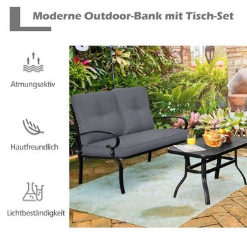 COSTWAY Gartensessel 2-Sitzer Gartenbank (3-St), Sitzgruppe mit Couchtisch