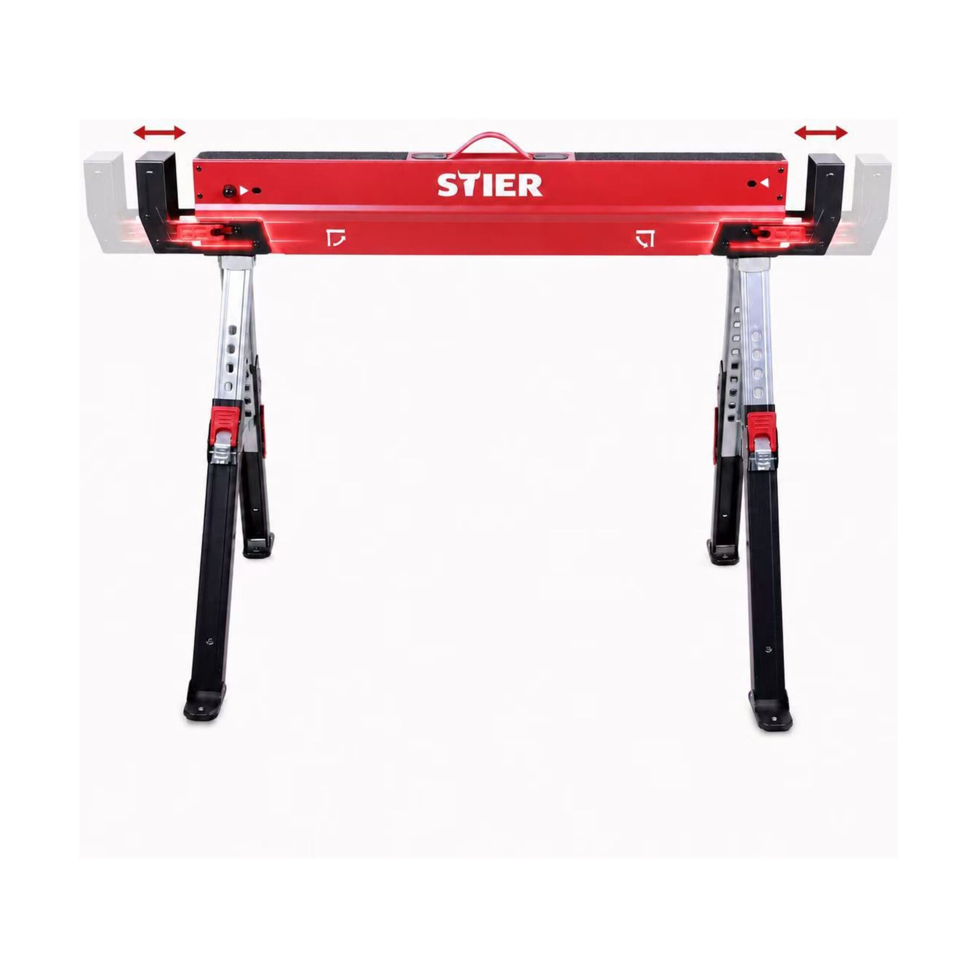 Stier Klappbock STIER 2x Premium Klapp-Sägebock höhenverstellbar mit Spannmodul 590 kg