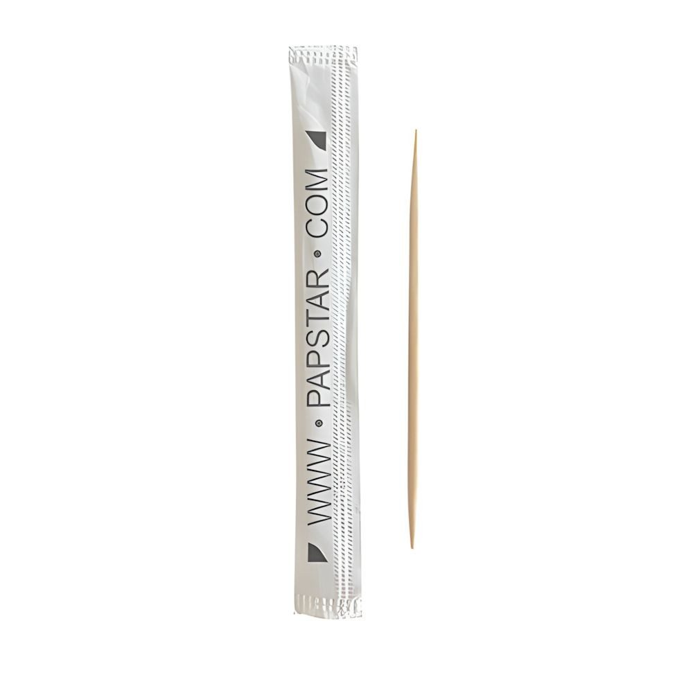 PAPSTAR Zahnstocherspender Zahnstocher, Holz gehüllt pure rund 6,5 cm www.PAPSTAR.com 1000 Stk