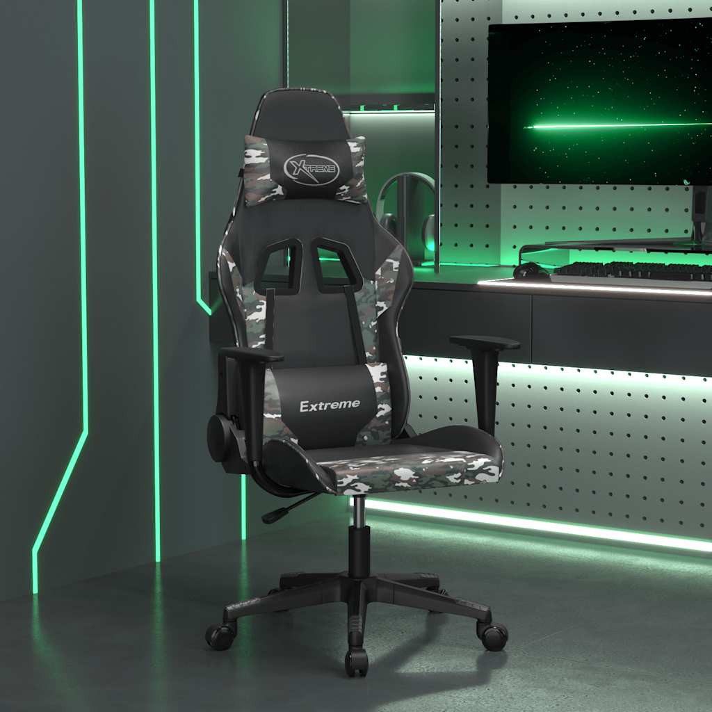 vidaXL Gaming-Stuhl Gaming-Stuhl mit Massagefunktion Schwarz Tarnfarben Kunstleder (1 St)